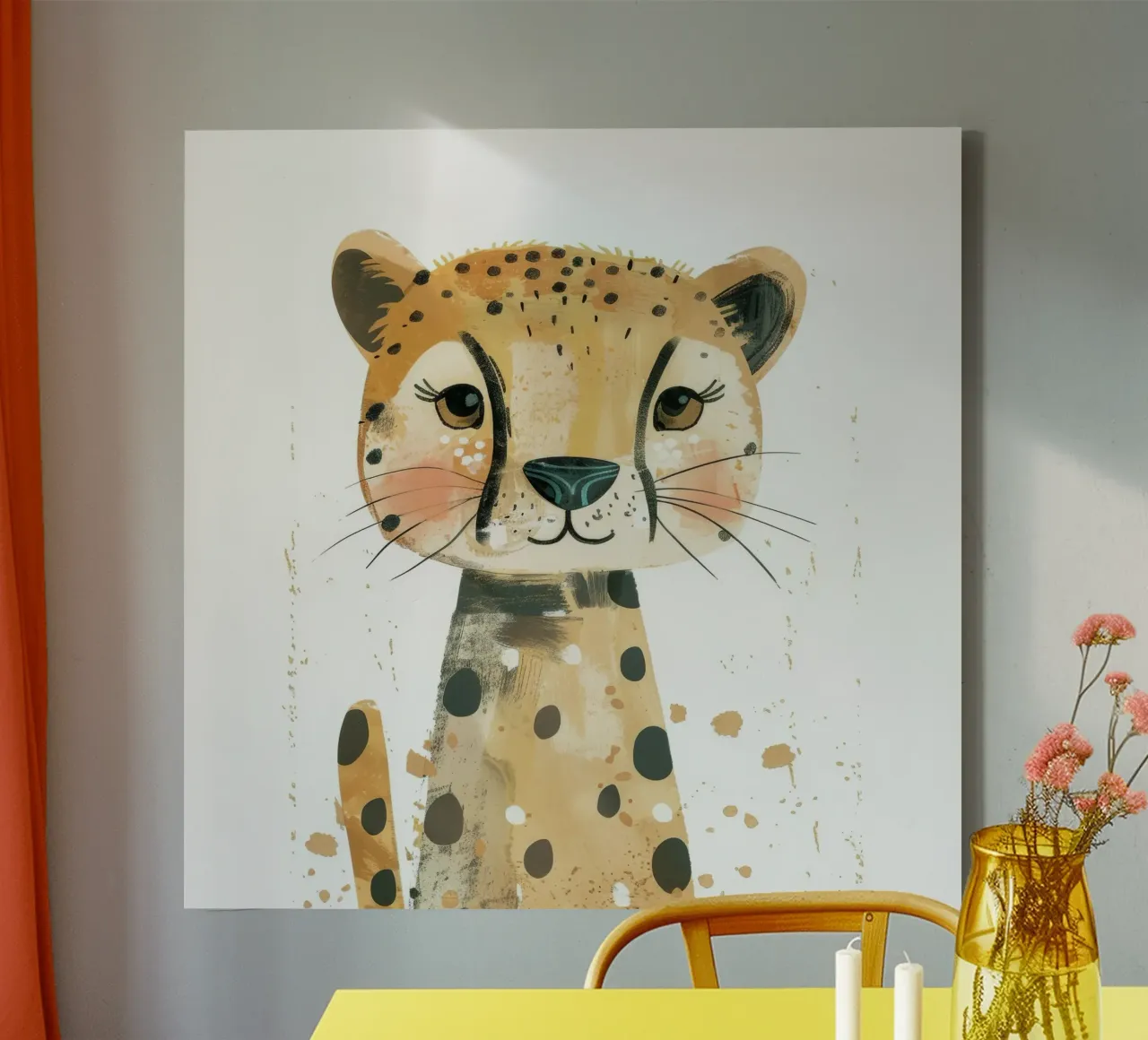 Adorable Cheetah Cub in Bold, Expressive Art canvas by DesignDoodle