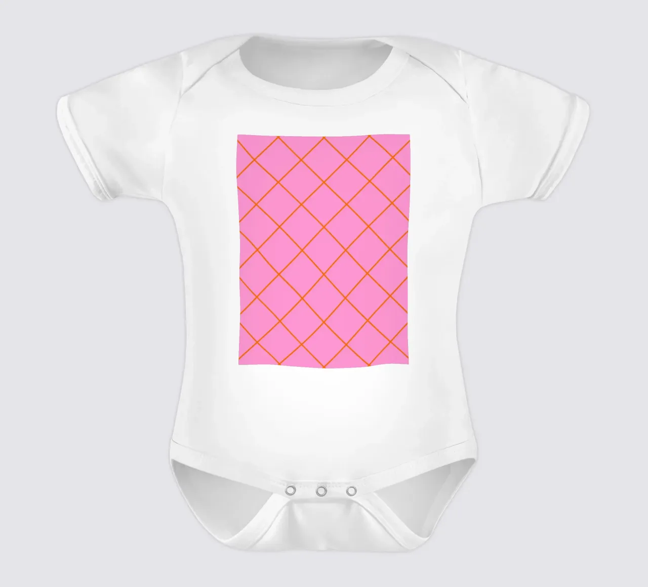 Striped diamonds - orange and pink short-sleeve baby romper by Wackapacka