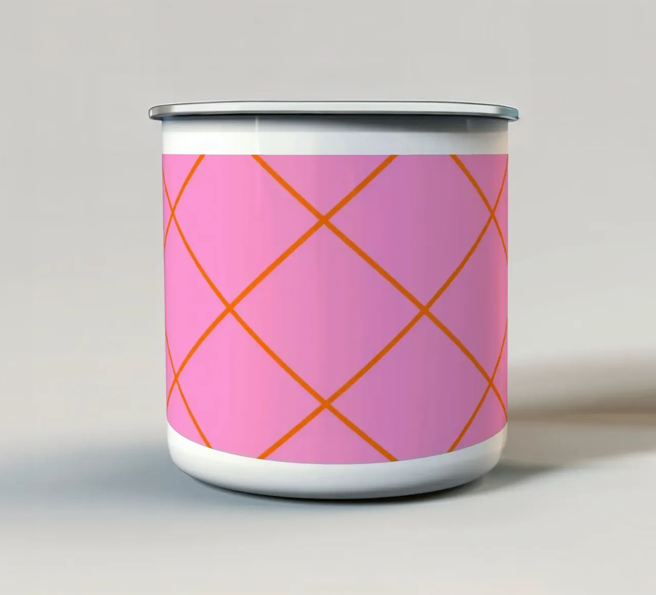 Diamanti a strisce - arancio e rosa tazza in smalto da Wackapacka