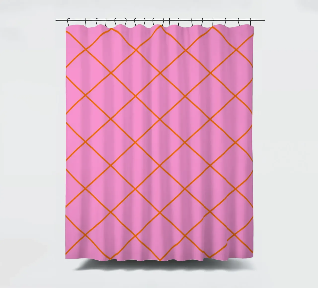 Striped diamonds - orange and pink shower curtain by Wackapacka
