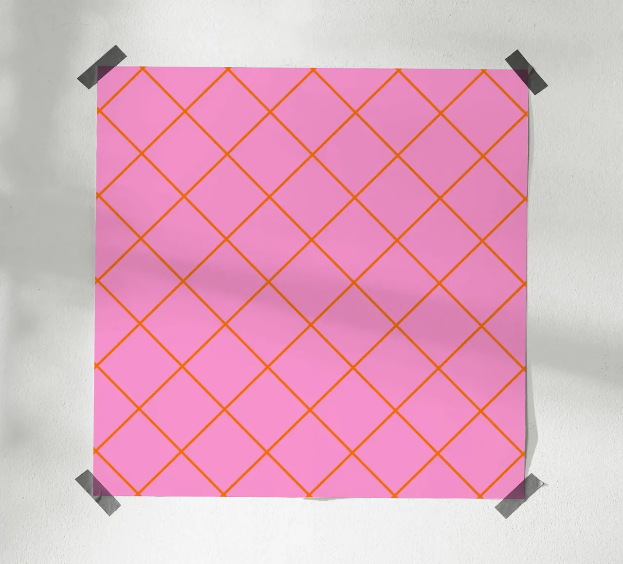 Striped diamonds - orange and pink poster by Wackapacka