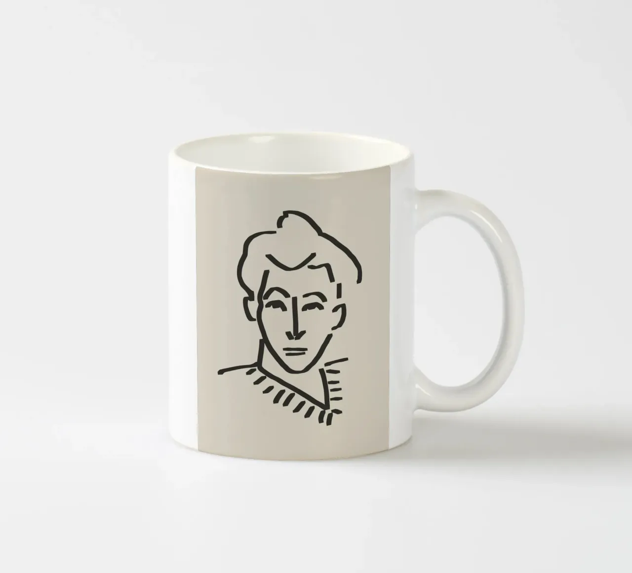 Ritratto candido in line art 01 tazza in ceramica da Little Dean