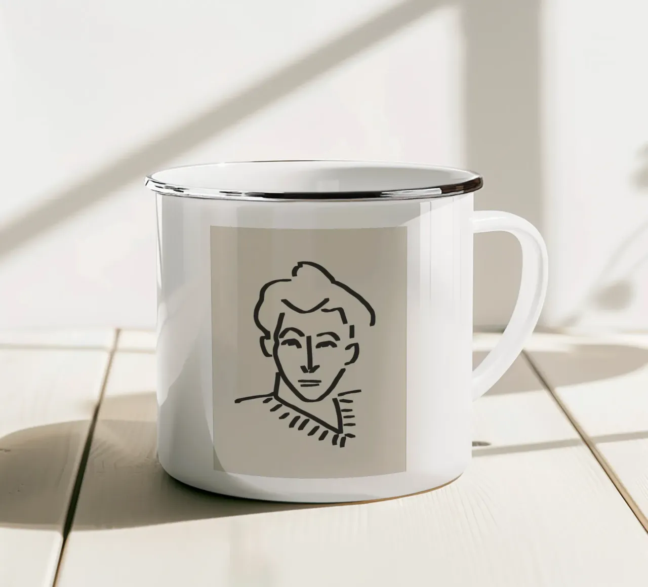 Ritratto candido in line art 01 tazza in smalto da Little Dean