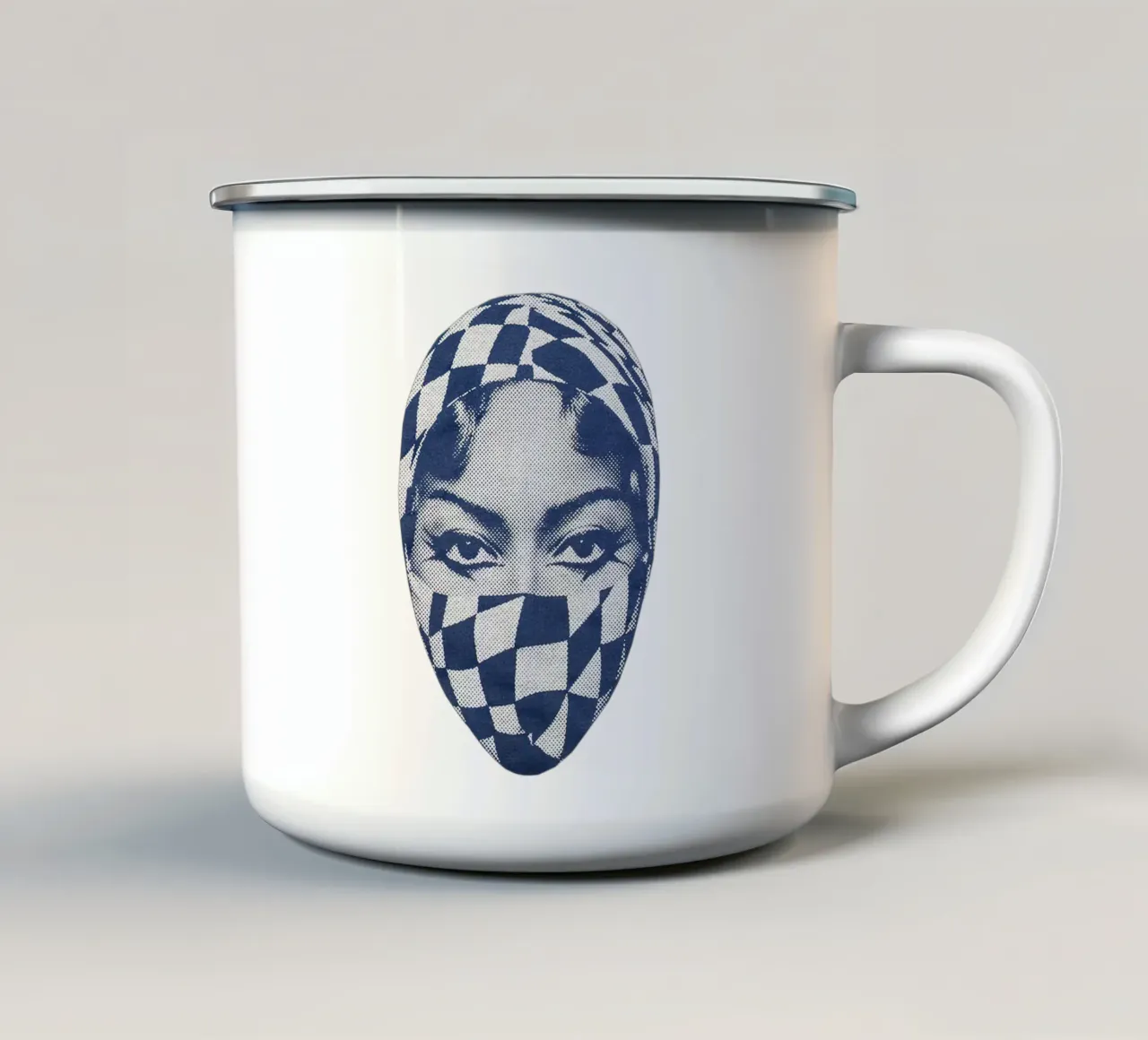 Ojos afilados taza de esmalte de martina
