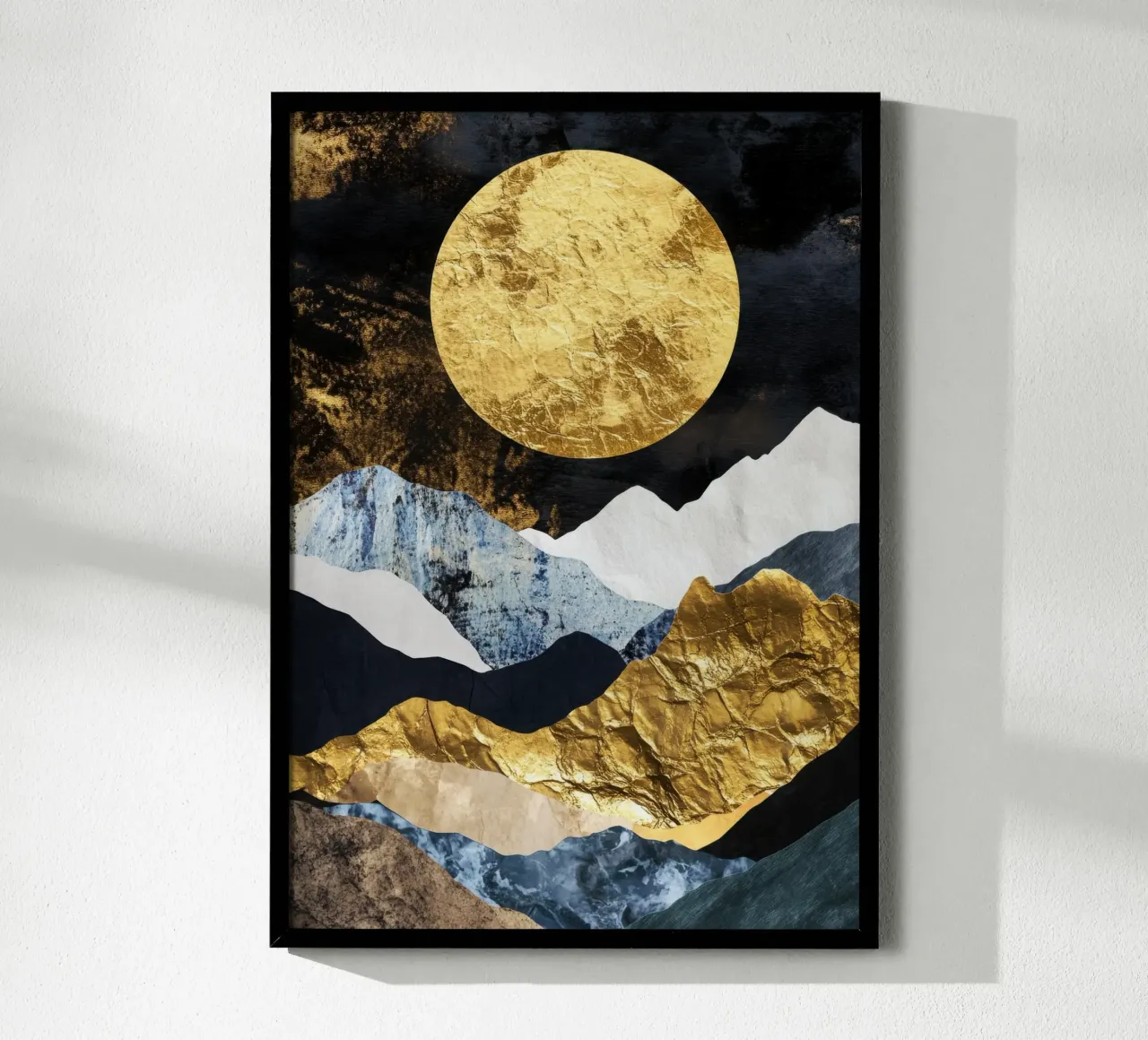 Montagne dorate con luna in bianco e nero carta hahnemühle da Niklas