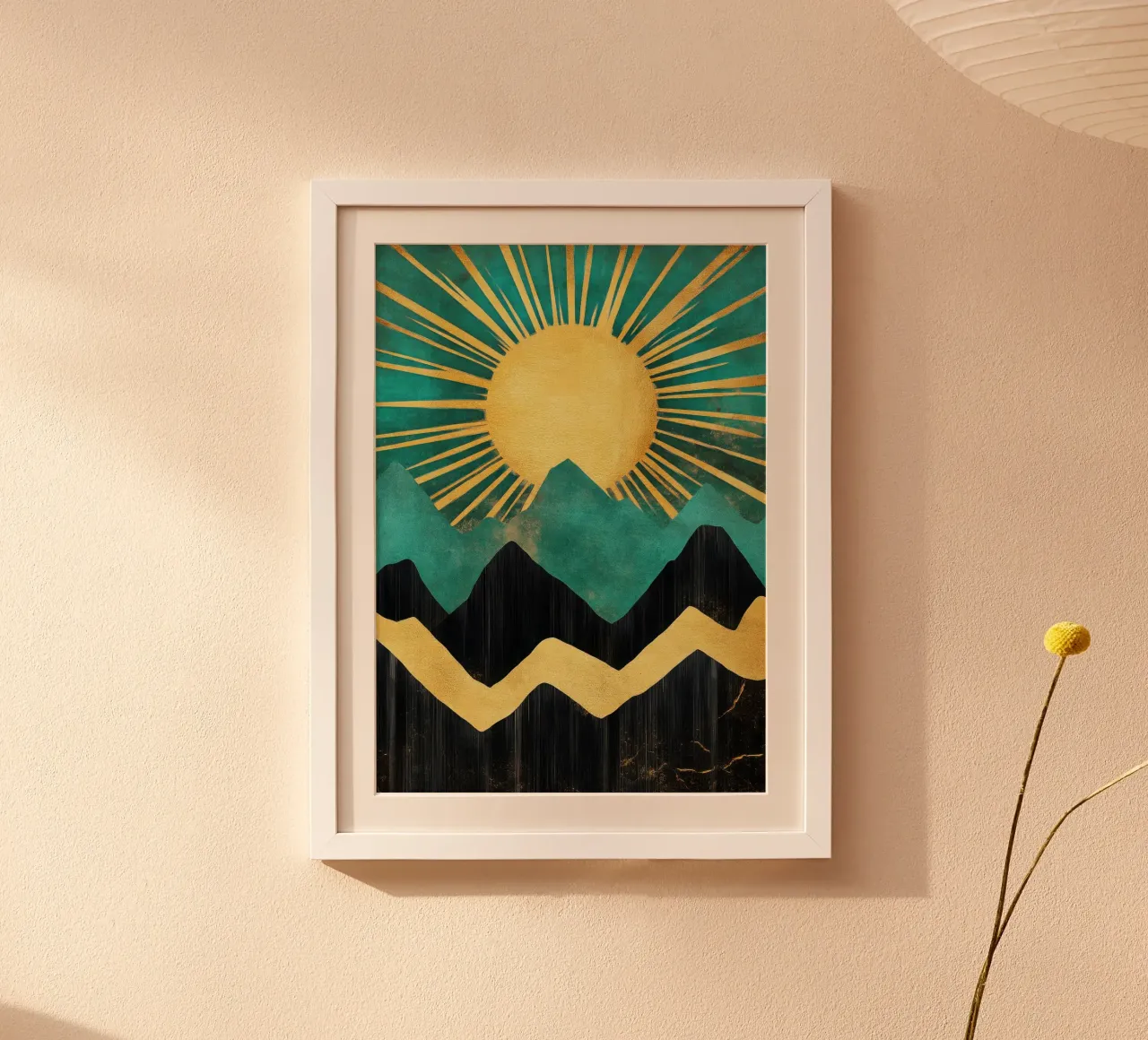 Alba sulle montagne in nero e oro carta hahnemühle da Niklas