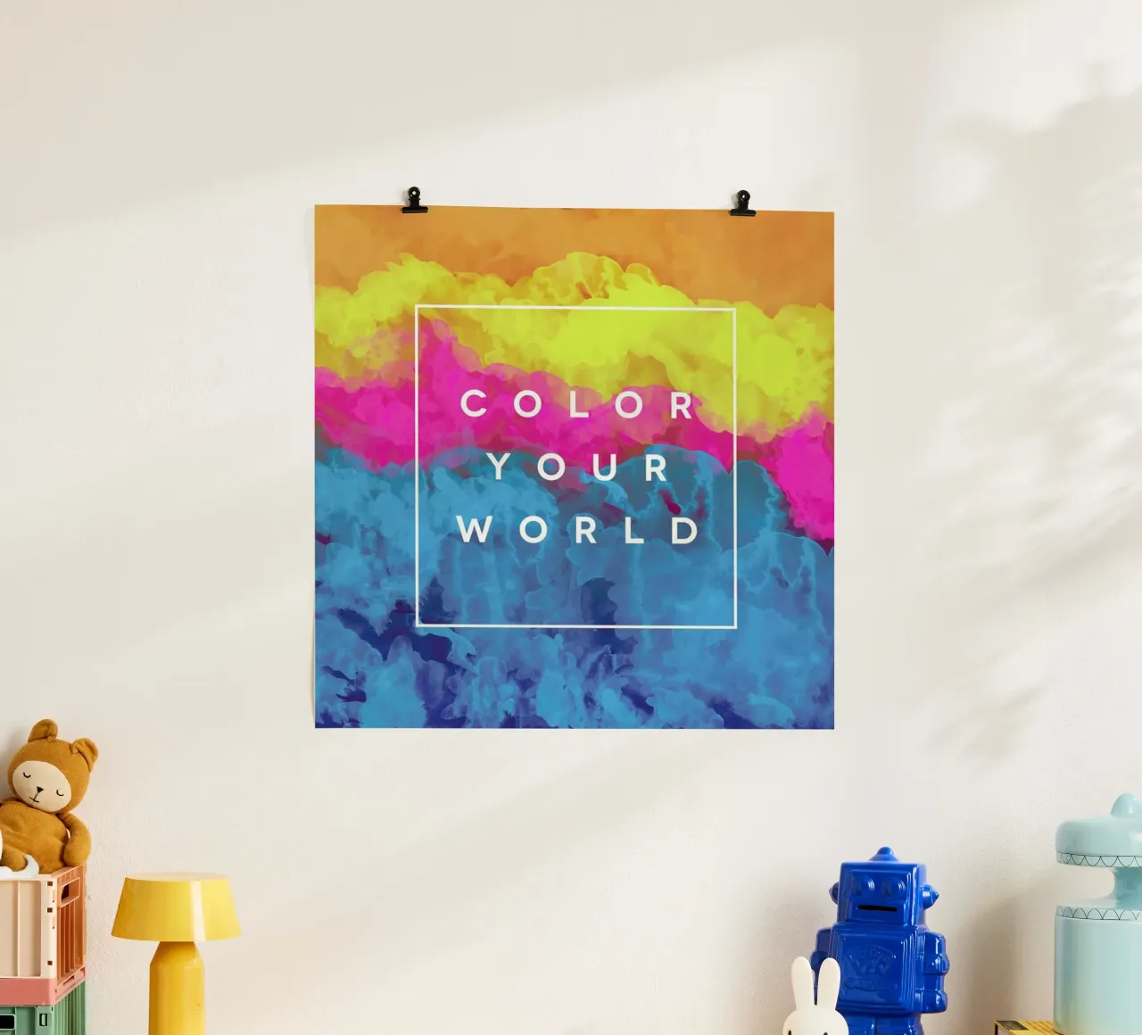 Color Your World poster con telaio in legno da Galaxy Eyes