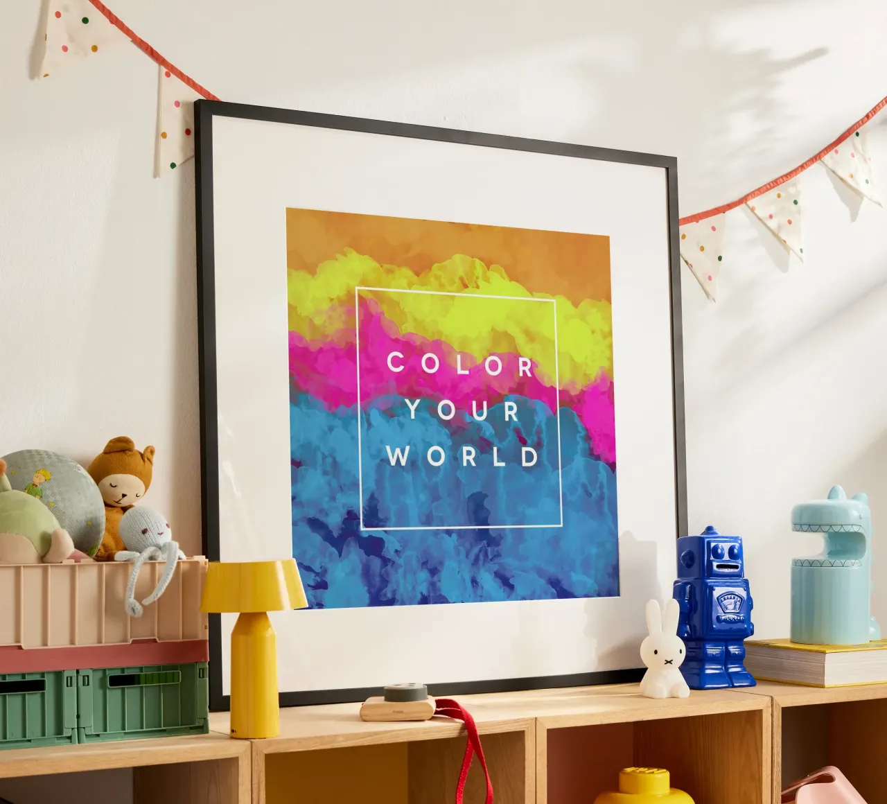 Color Your World poster con telaio in legno da Galaxy Eyes