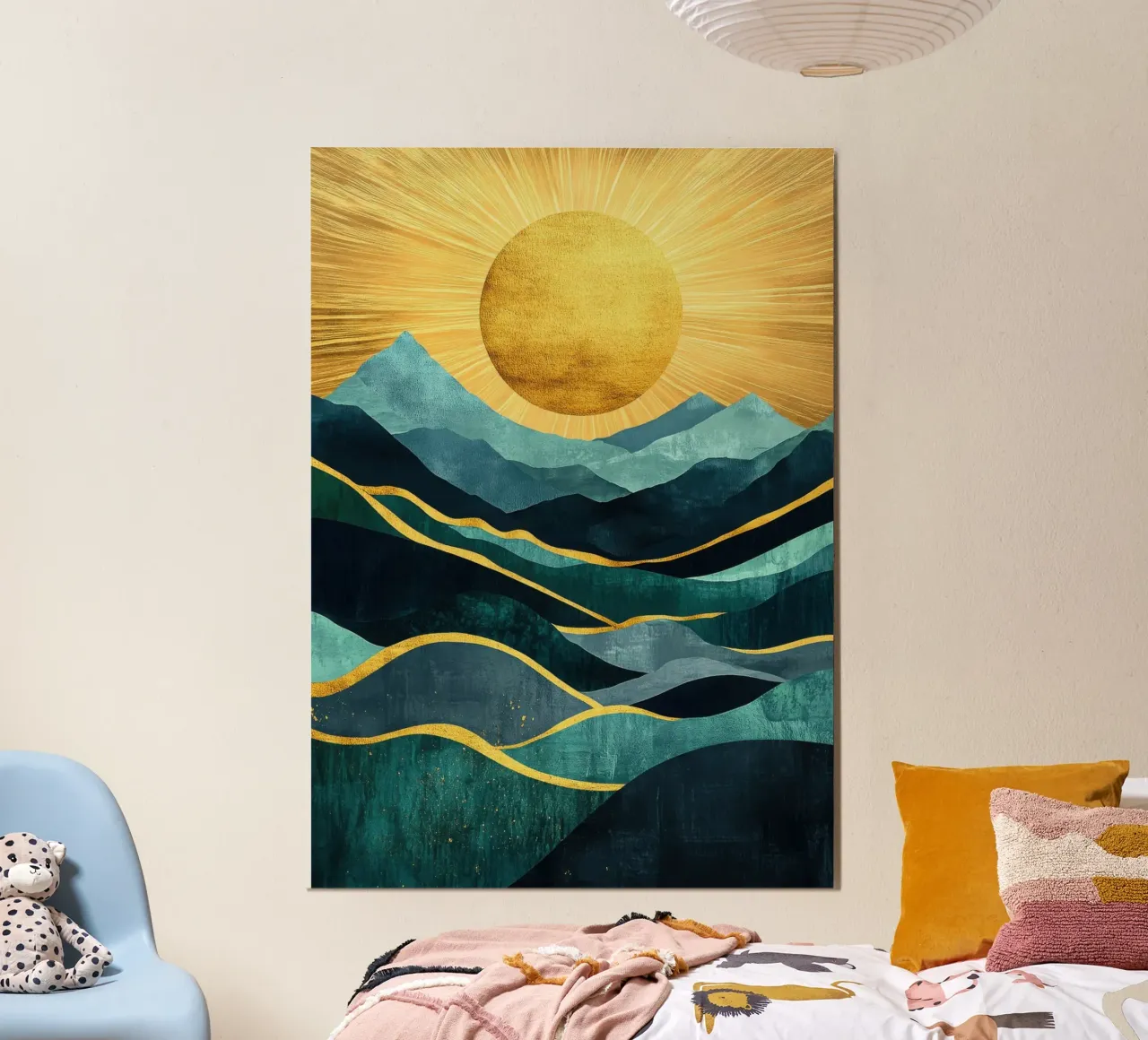 Paesaggio montano sereno con luce solare dorata carta hahnemühle da Niklas