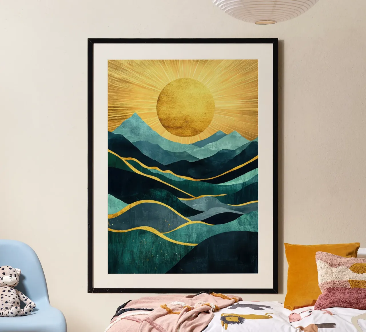 Paesaggio montano sereno con luce solare dorata carta hahnemühle da Niklas