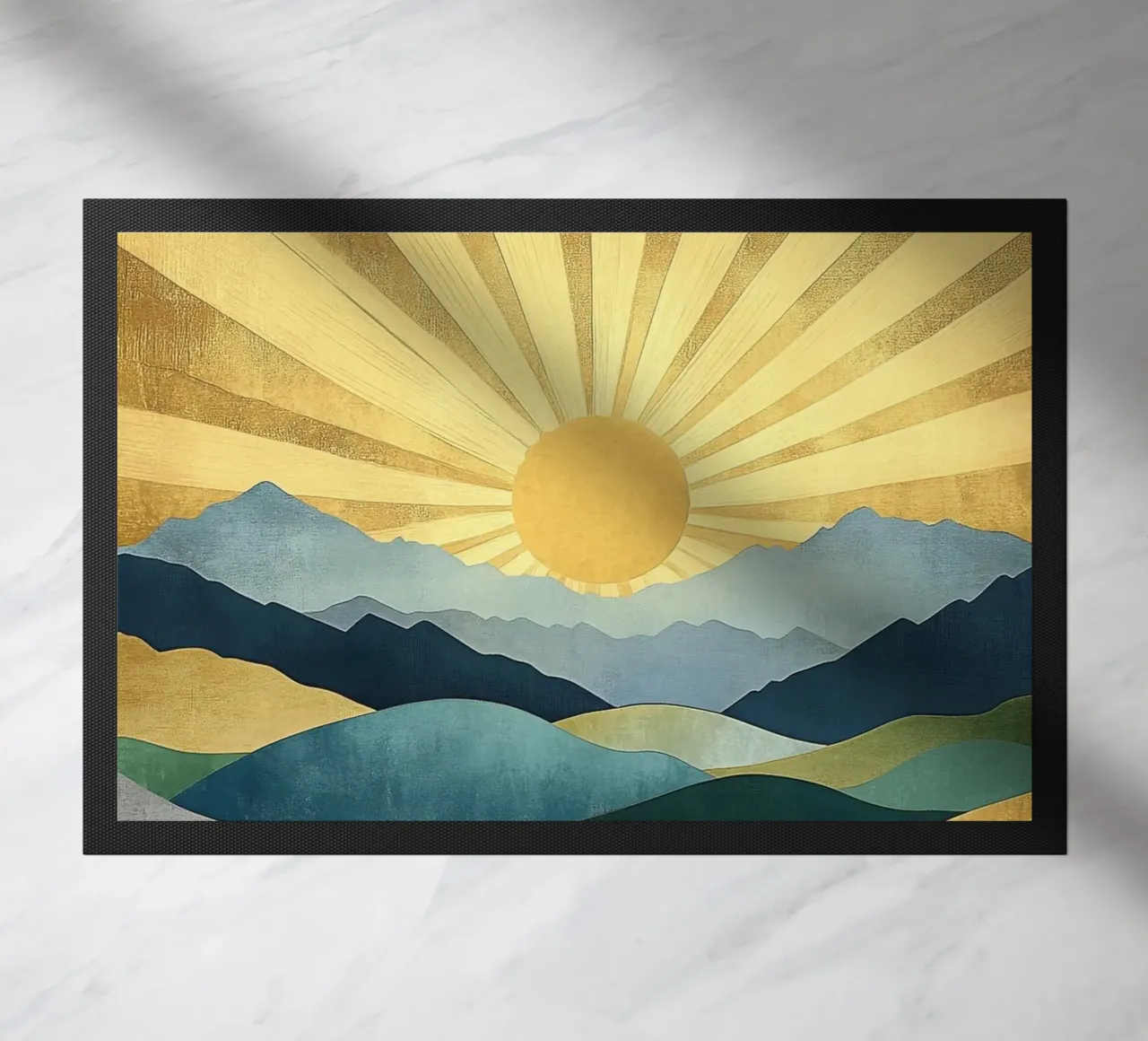 Paesaggio montano astratto con raggi di sole zerbino da Niklas
