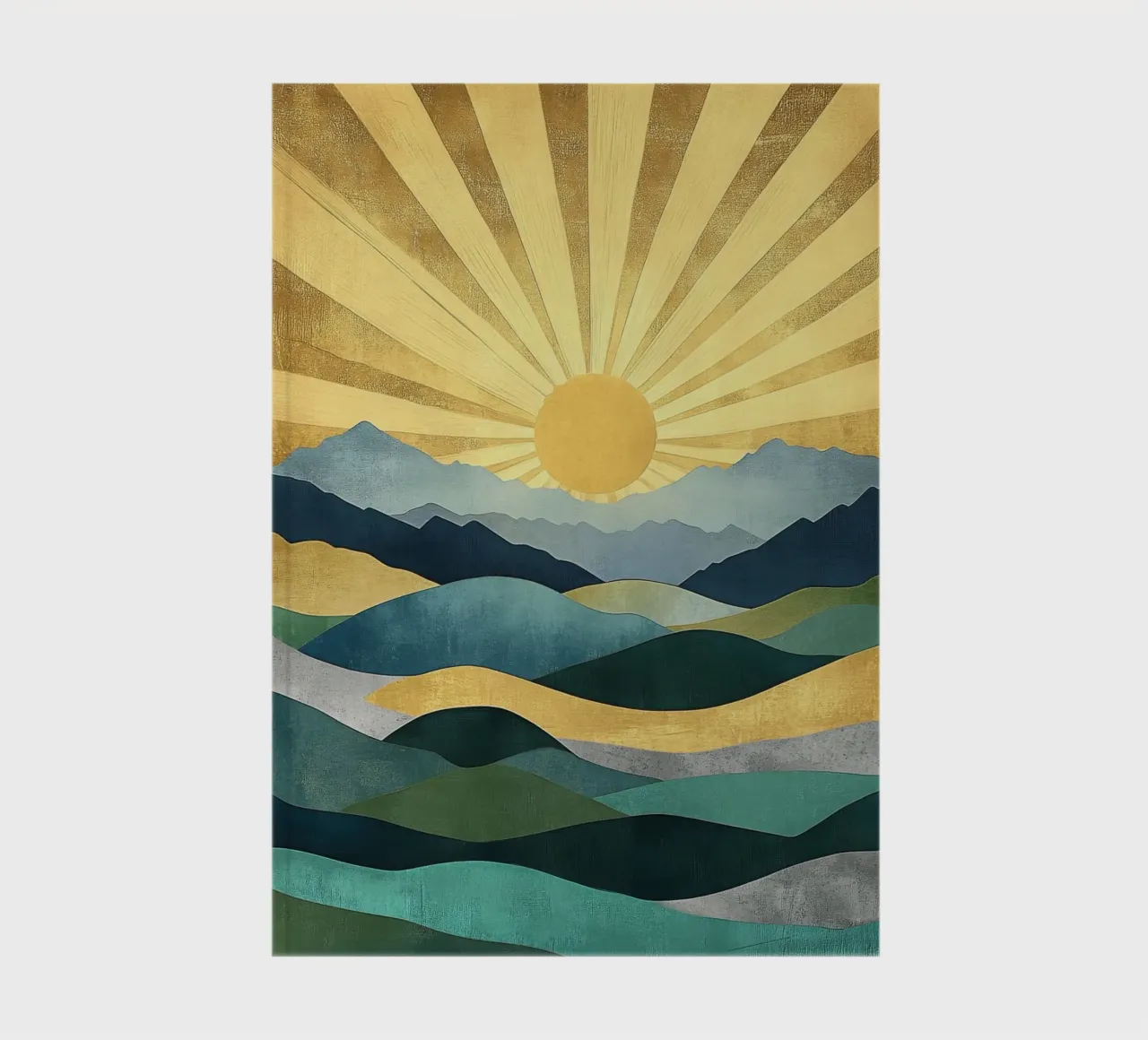 Abstract mountain landscape with sunbeams notebook by Niklas