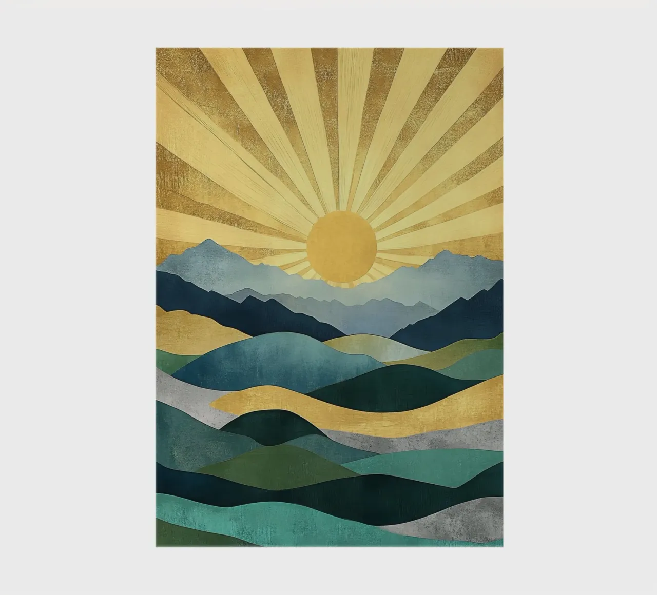 Abstract mountain landscape with sunbeams notebook by Niklas