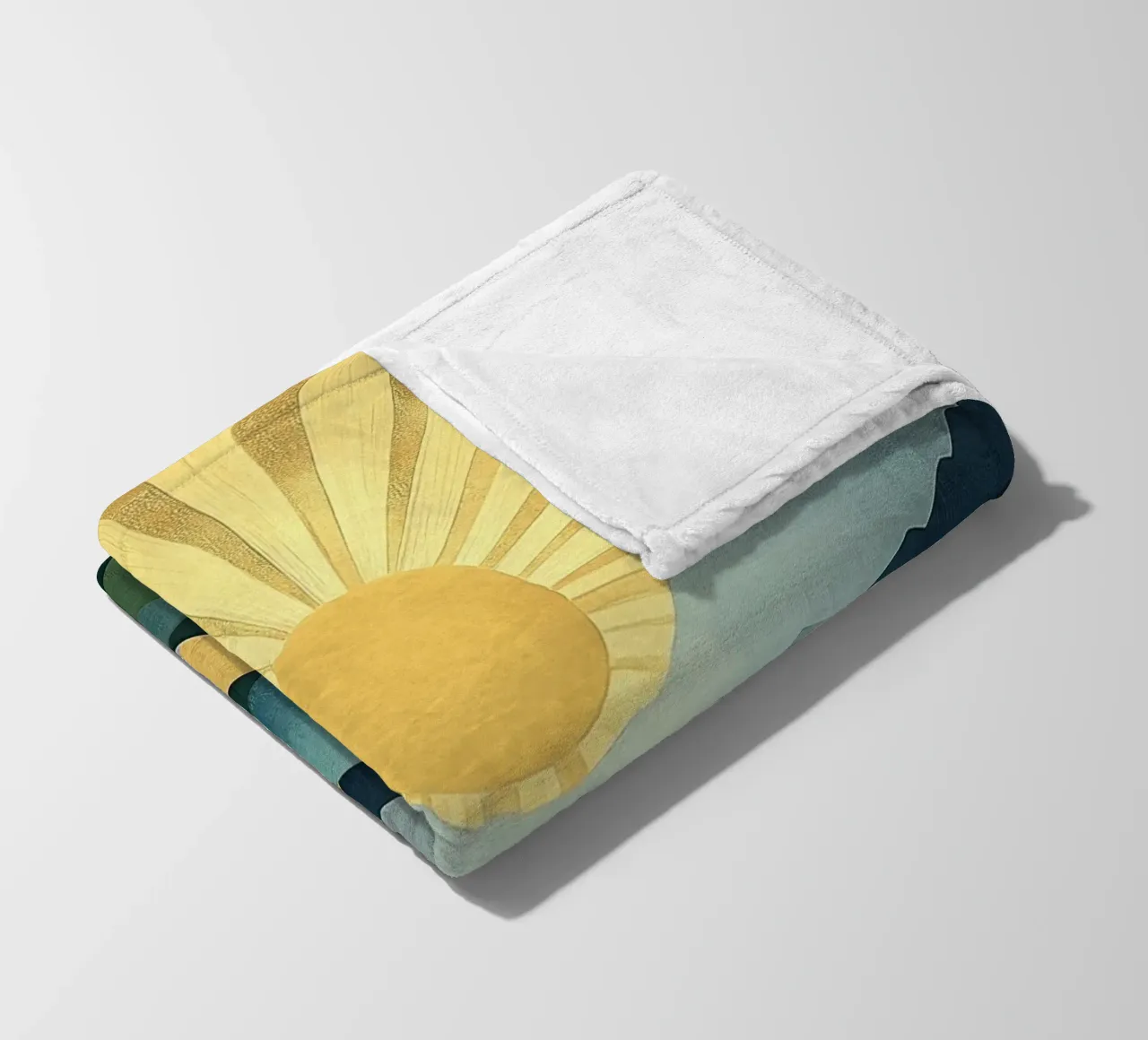 Paesaggio montano astratto con raggi di sole coperta in pile da Niklas