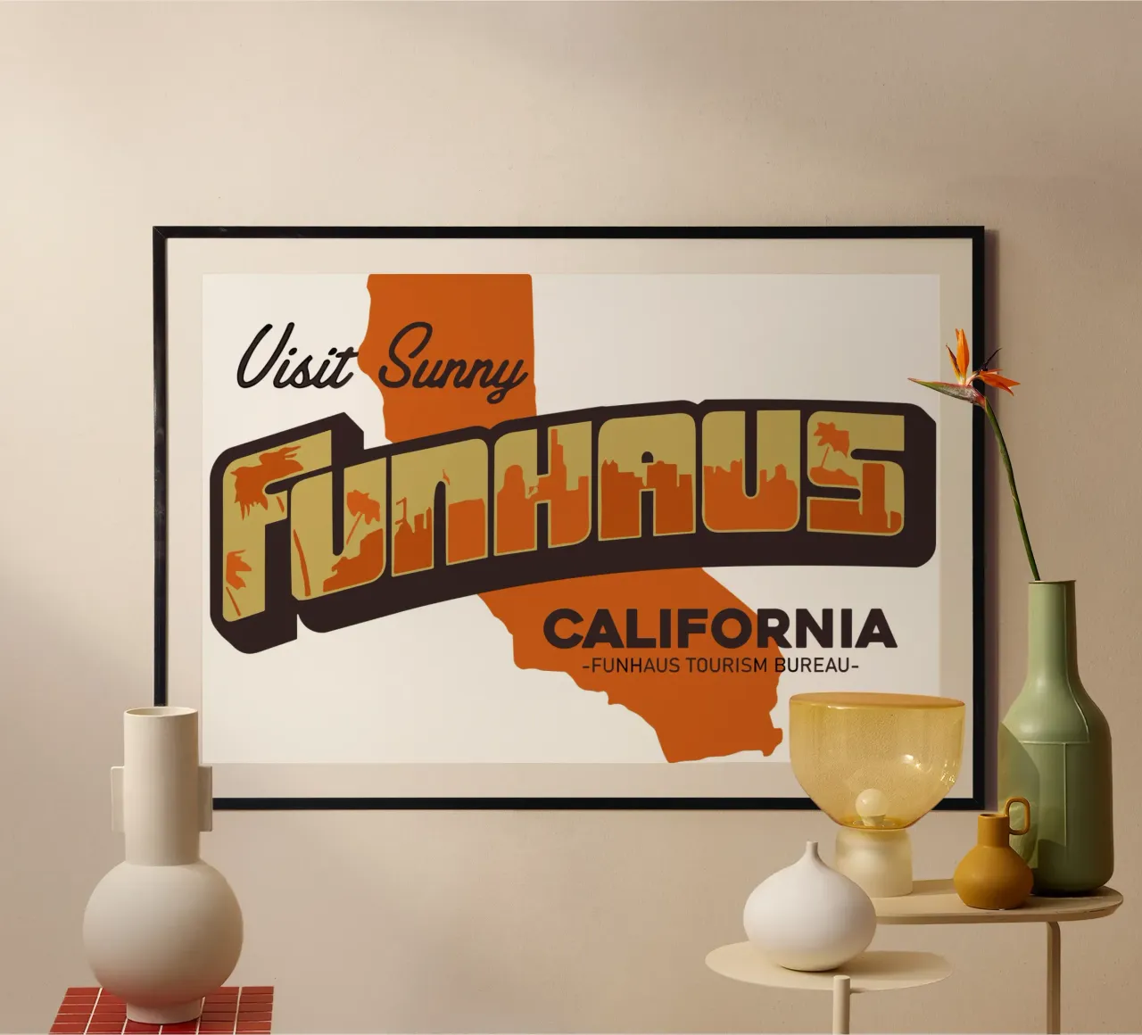 Visita Sunny poster con telaio in legno da Collins Shop