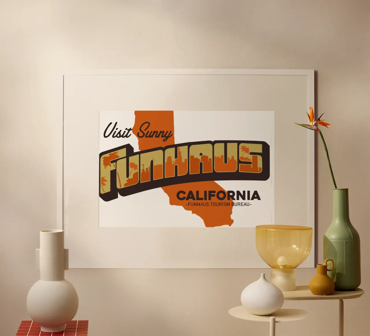 Visita Sunny poster con telaio in legno da Collins Shop