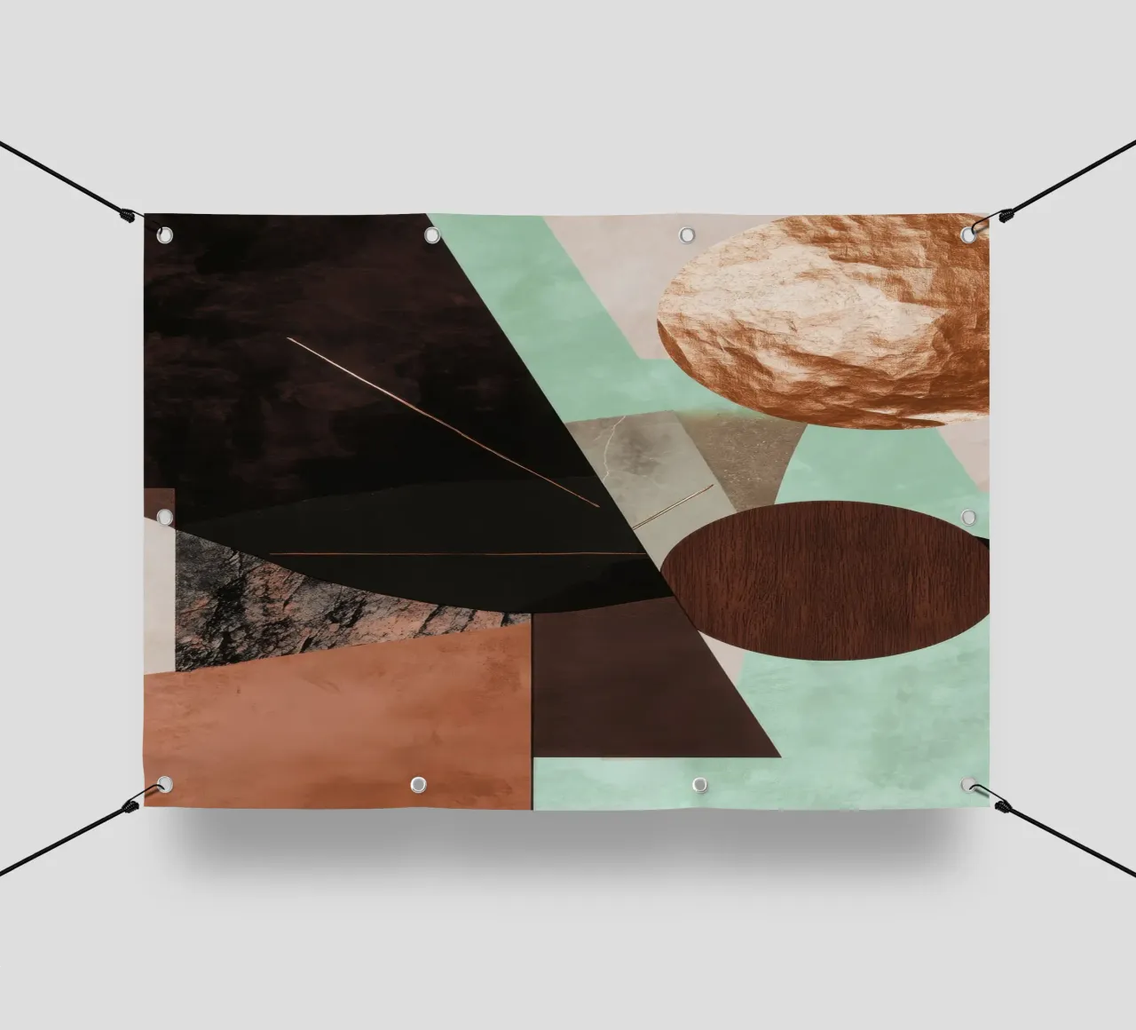 Collage digitale con toni della terra e forme geometriche telo in pvc da Niklas