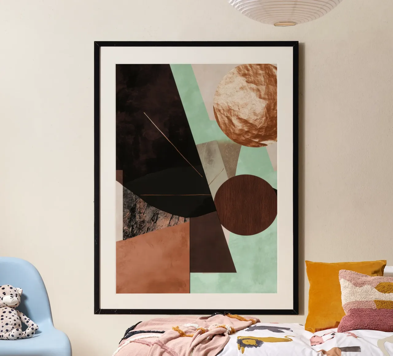 Collage digitale con toni della terra e forme geometriche carta hahnemühle da Niklas