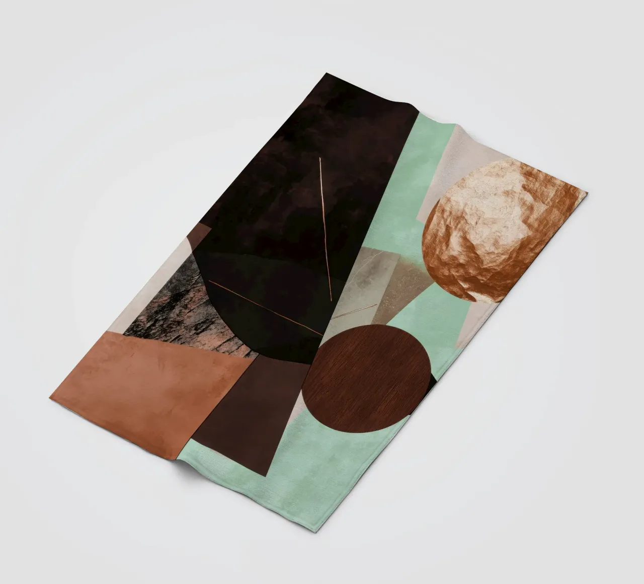 Collage digitale con toni della terra e forme geometriche coperta in pile da Niklas