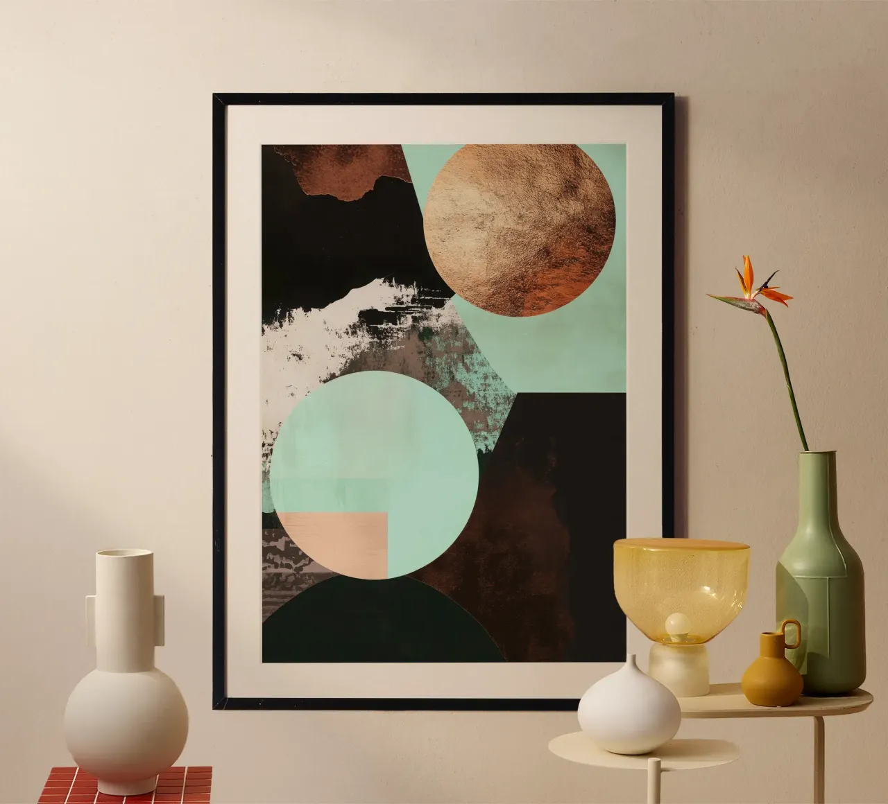 Arte astratta in turchese, marrone e rame carta hahnemühle da Niklas
