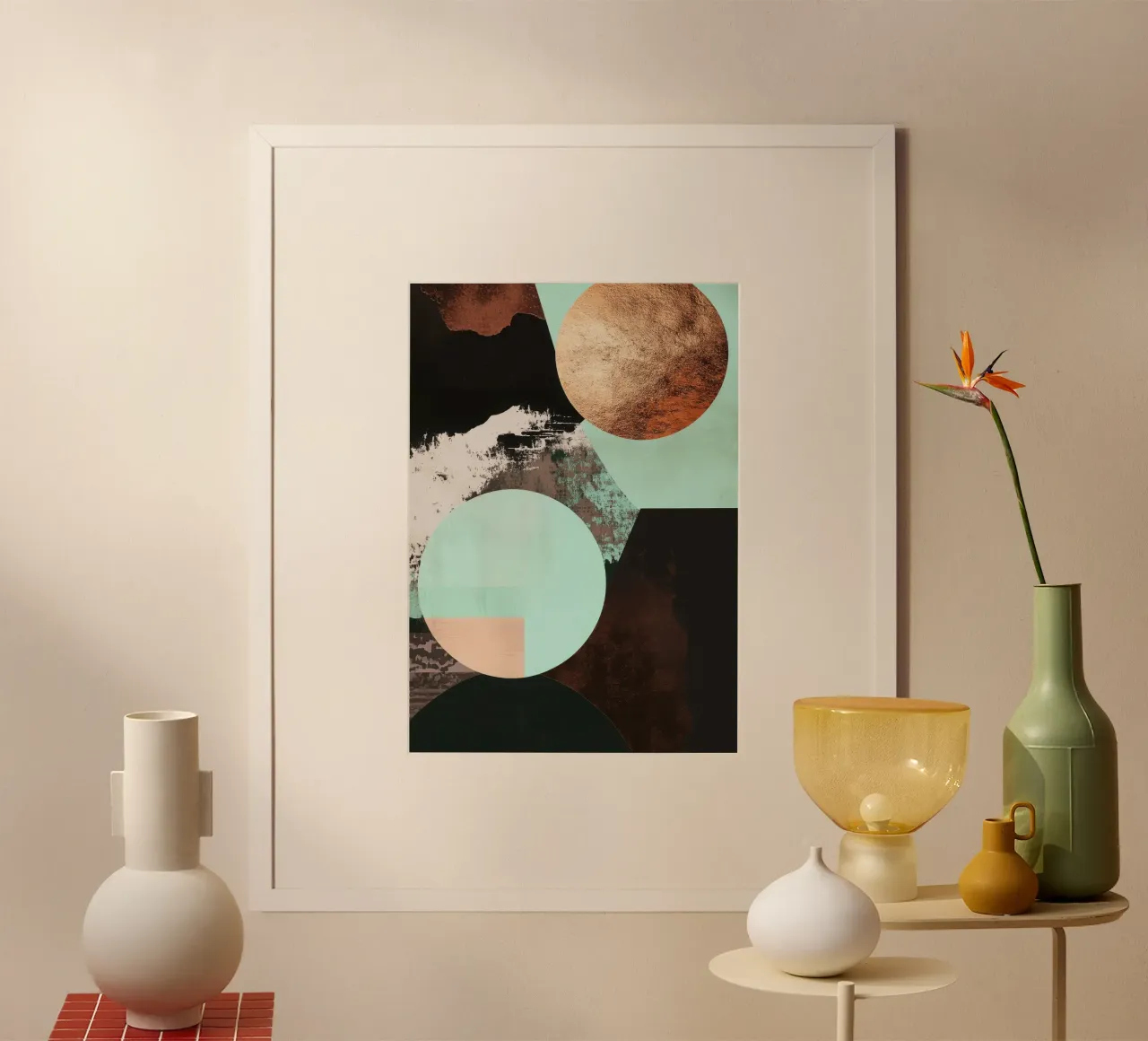 Arte astratta in turchese, marrone e rame carta hahnemühle da Niklas