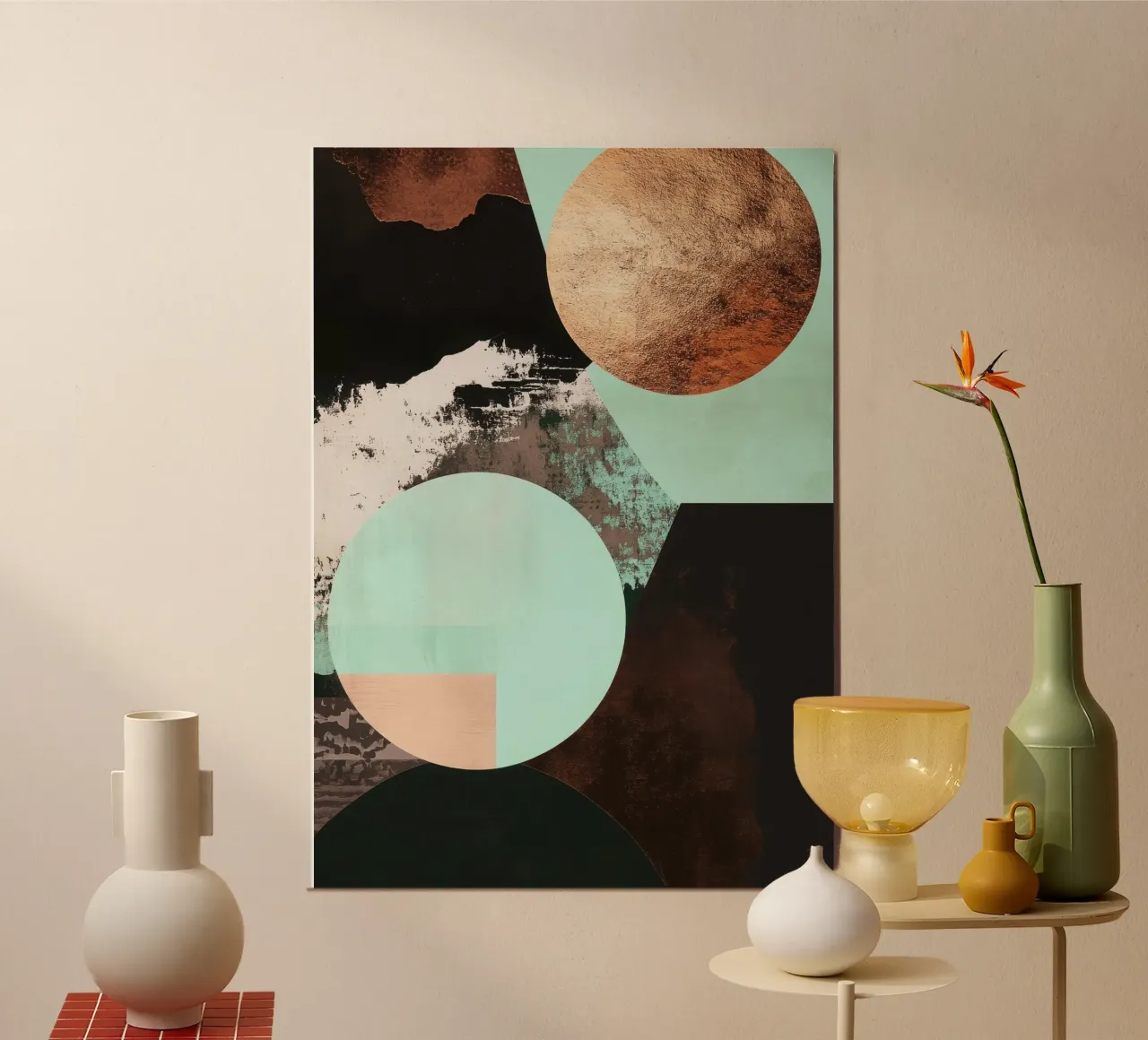 Arte astratta in turchese, marrone e rame carta hahnemühle da Niklas