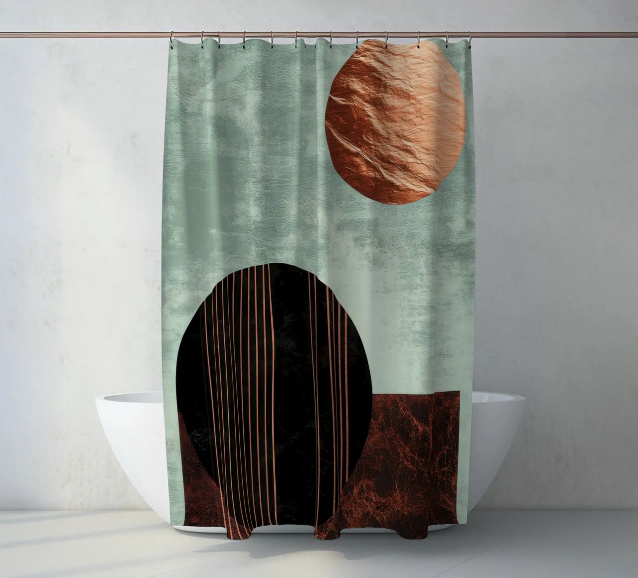 Design minimalista in rame e nero tenda da doccia da Niklas