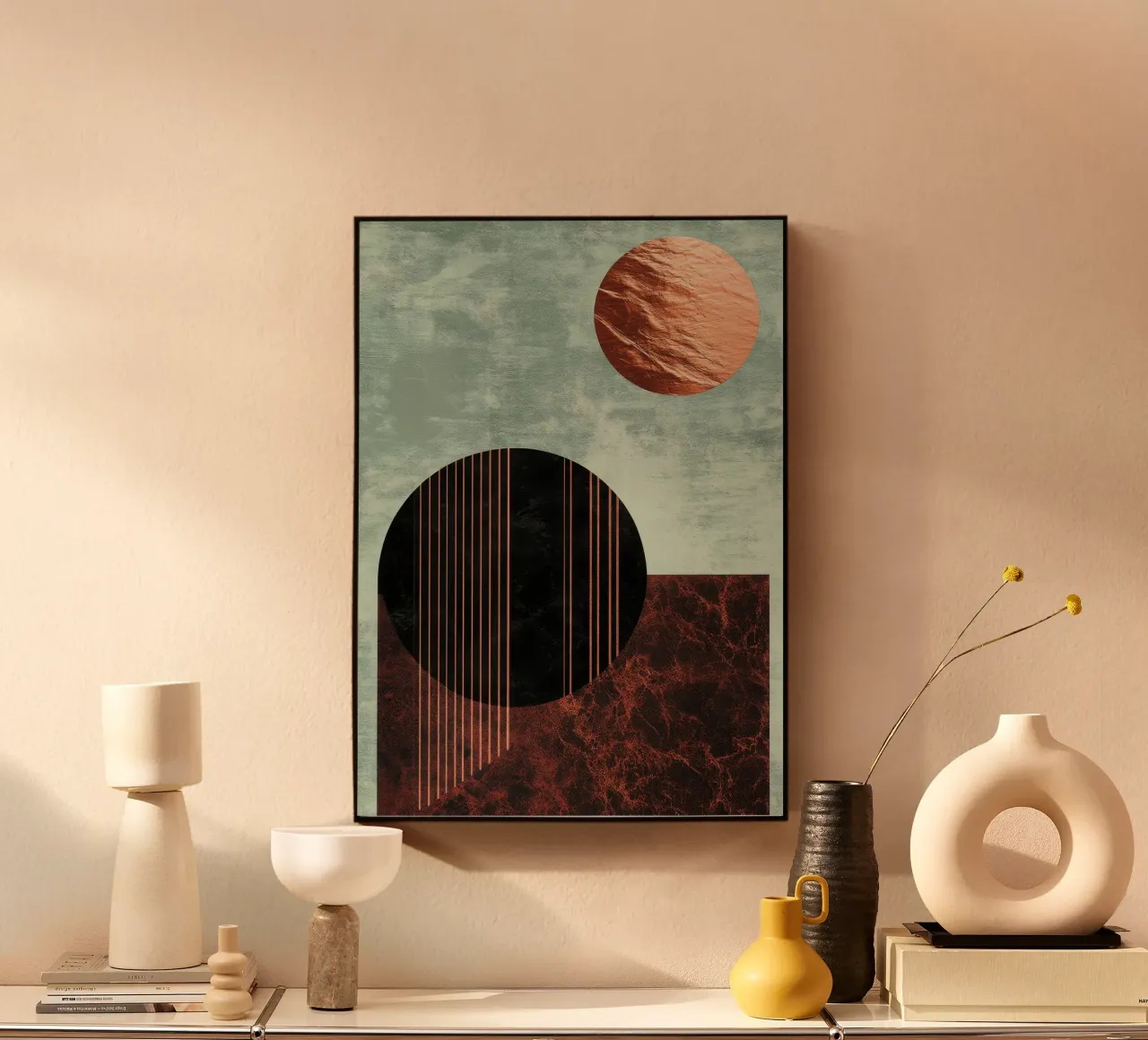 Minimalist design in copper and black alu-dibond by Niklas