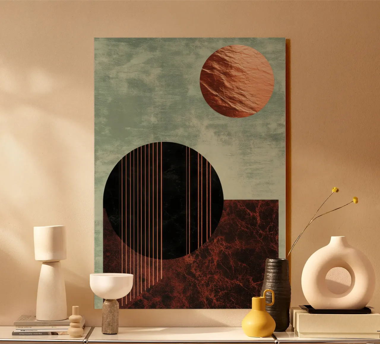 Minimalist design in copper and black alu-dibond by Niklas