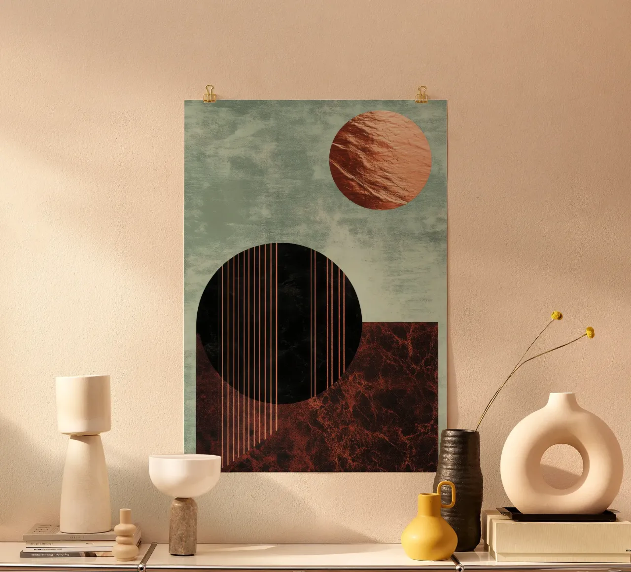 Minimalist design in copper and black hahnemühle by Niklas