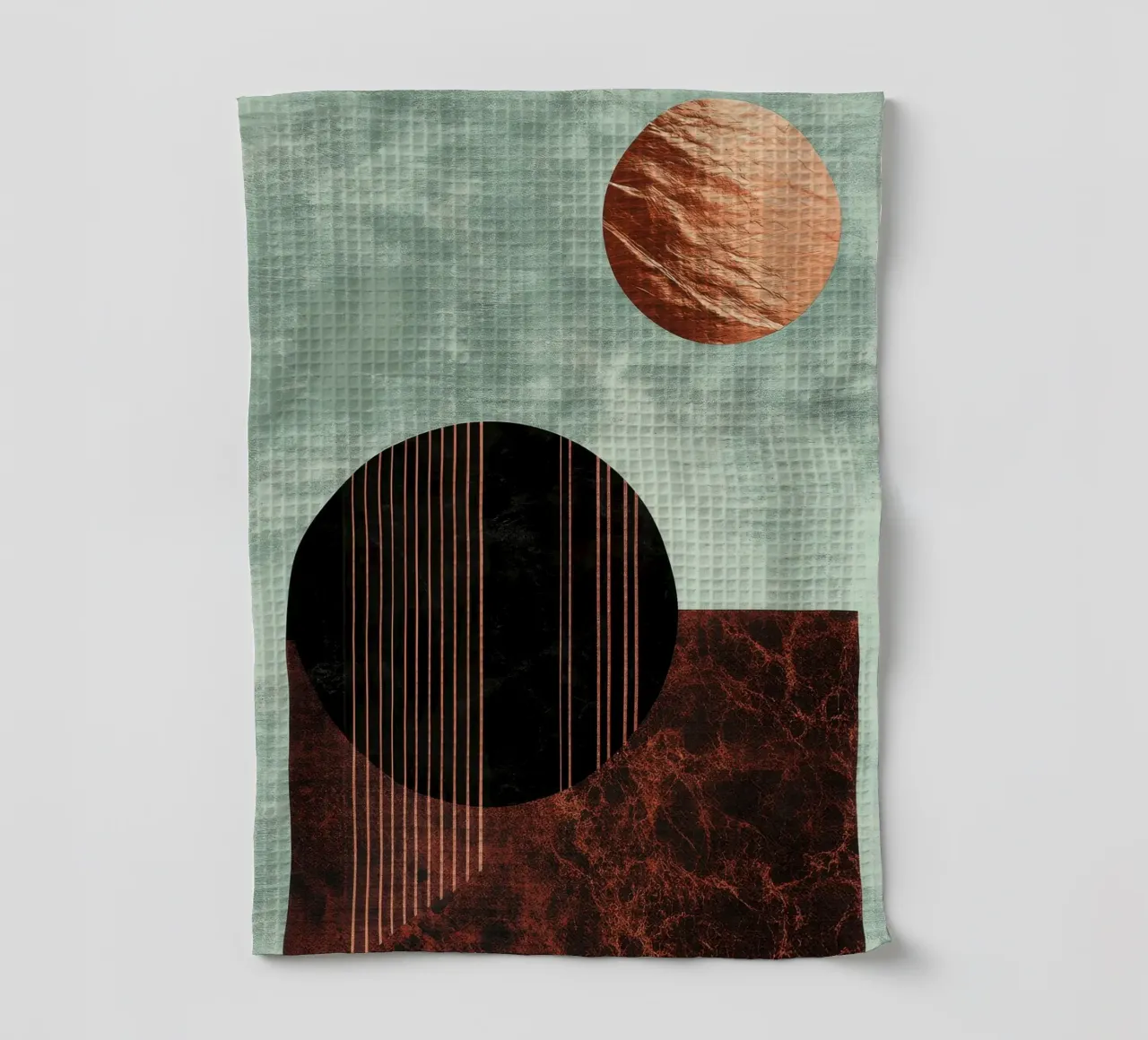 Minimalist design in copper and black tea towel by Niklas