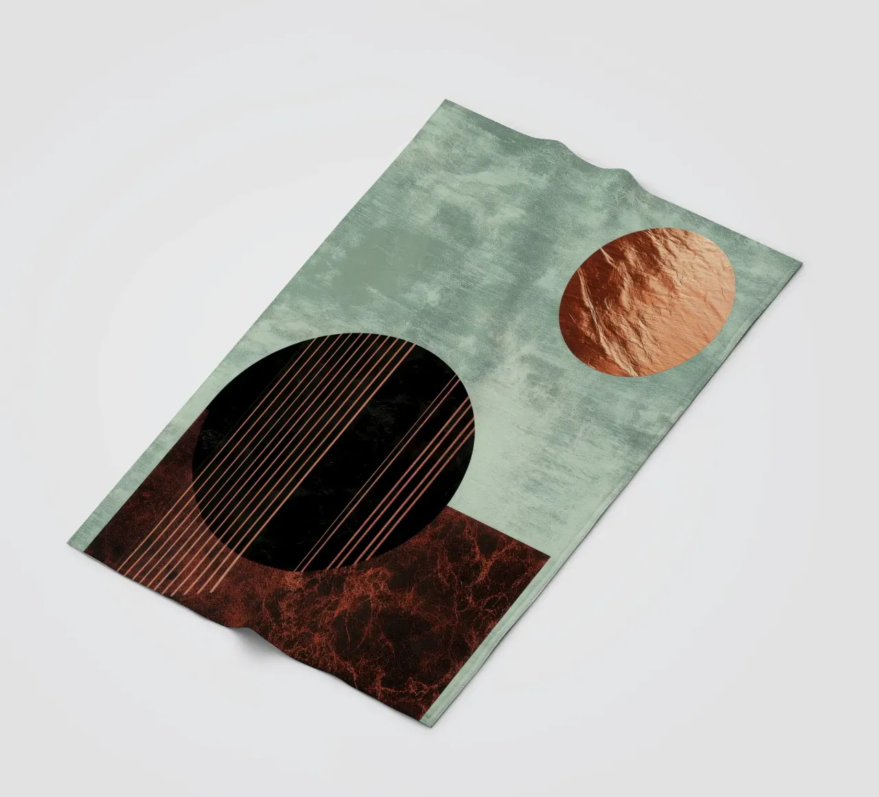 Minimalist design in copper and black fleece blanket by Niklas