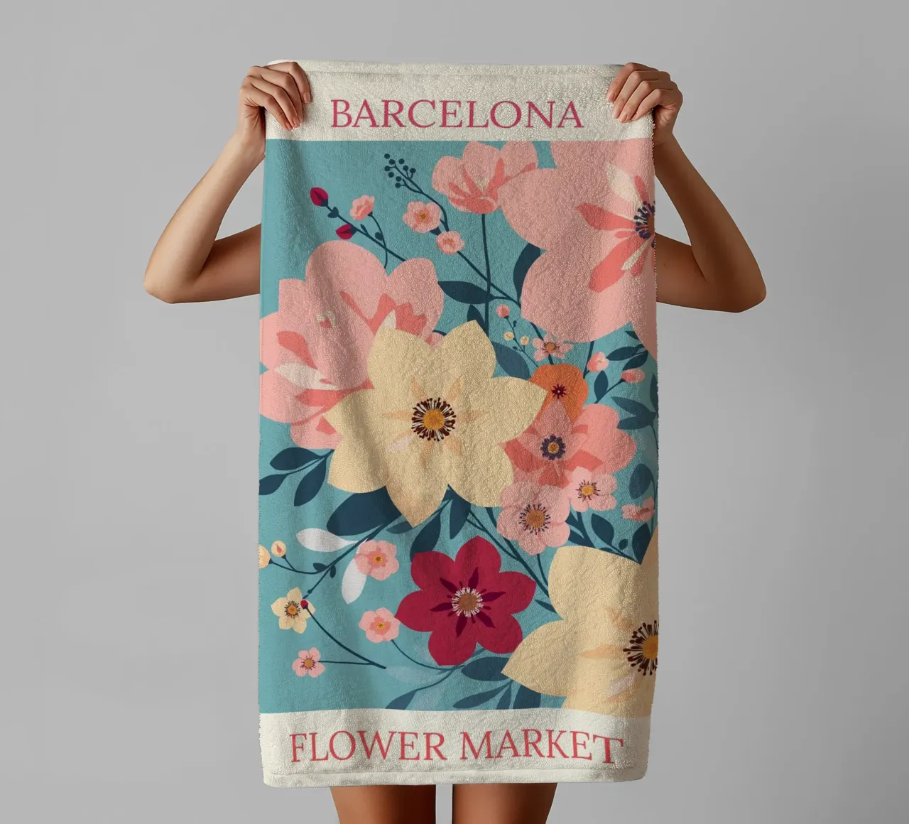 Mercato dei fiori di Barcellona asciugamano da bagno da HicksShop