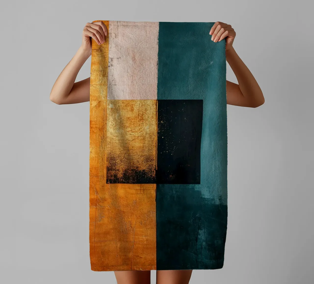Modern composition with three squares towel by Niklas