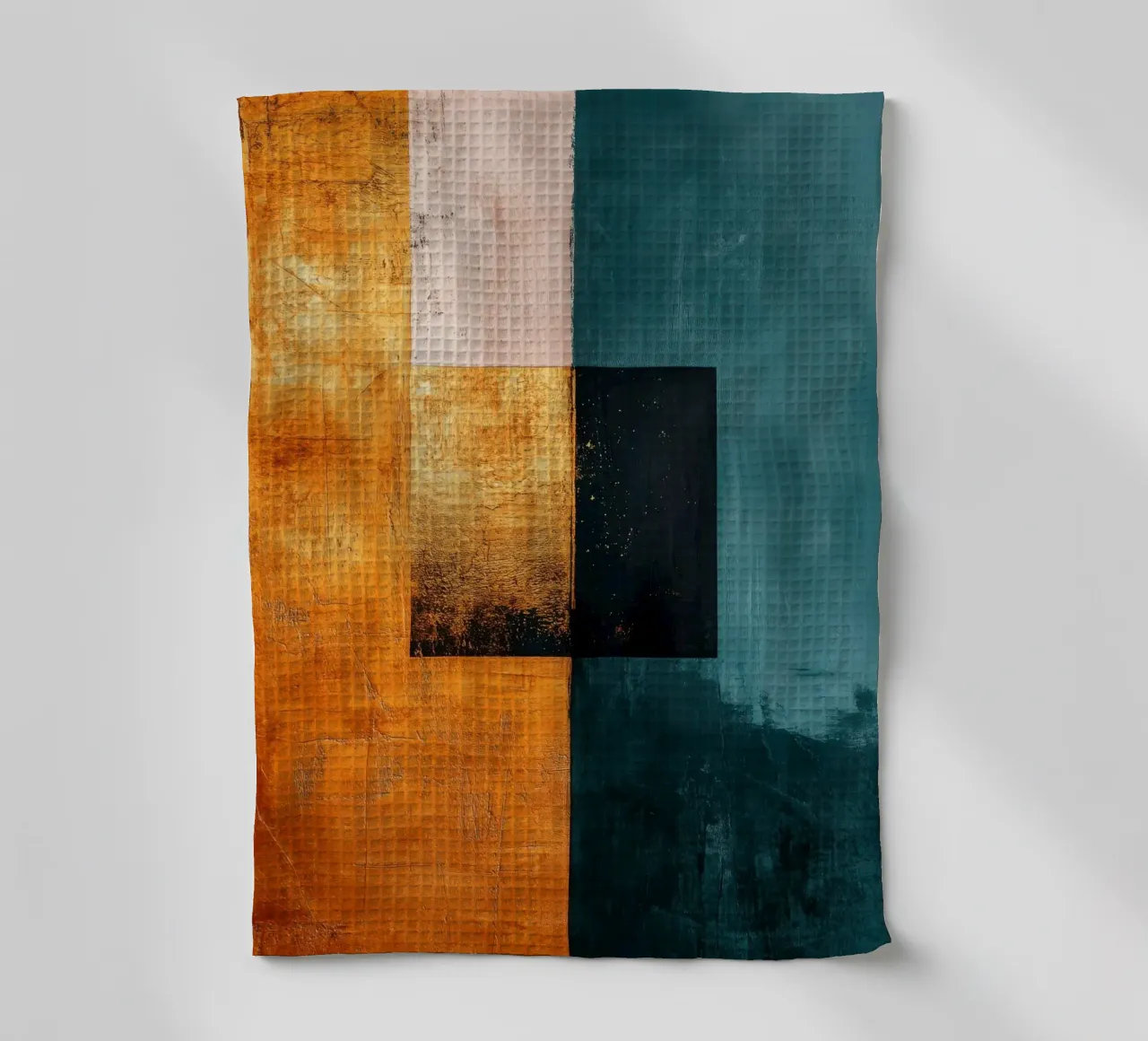 Modern composition with three squares tea towel by Niklas
