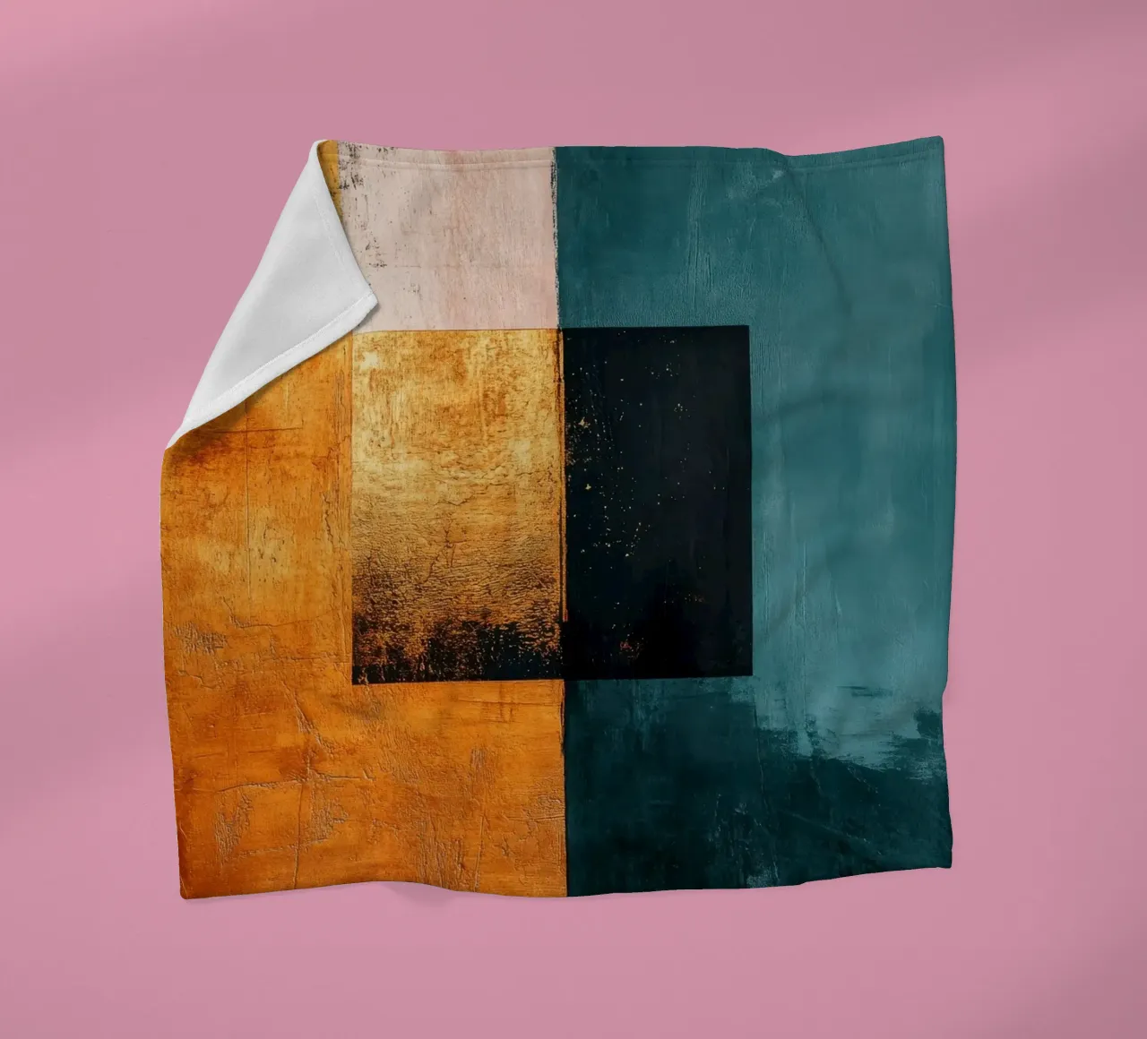 Modern composition with three squares fleece blanket by Niklas