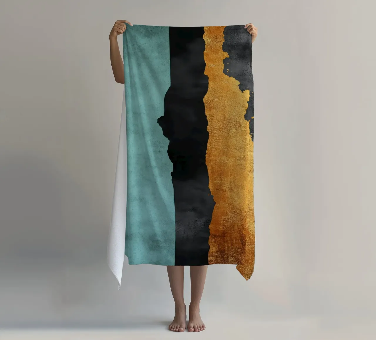 Composizione minimalista in nero e oro telo mare da Niklas