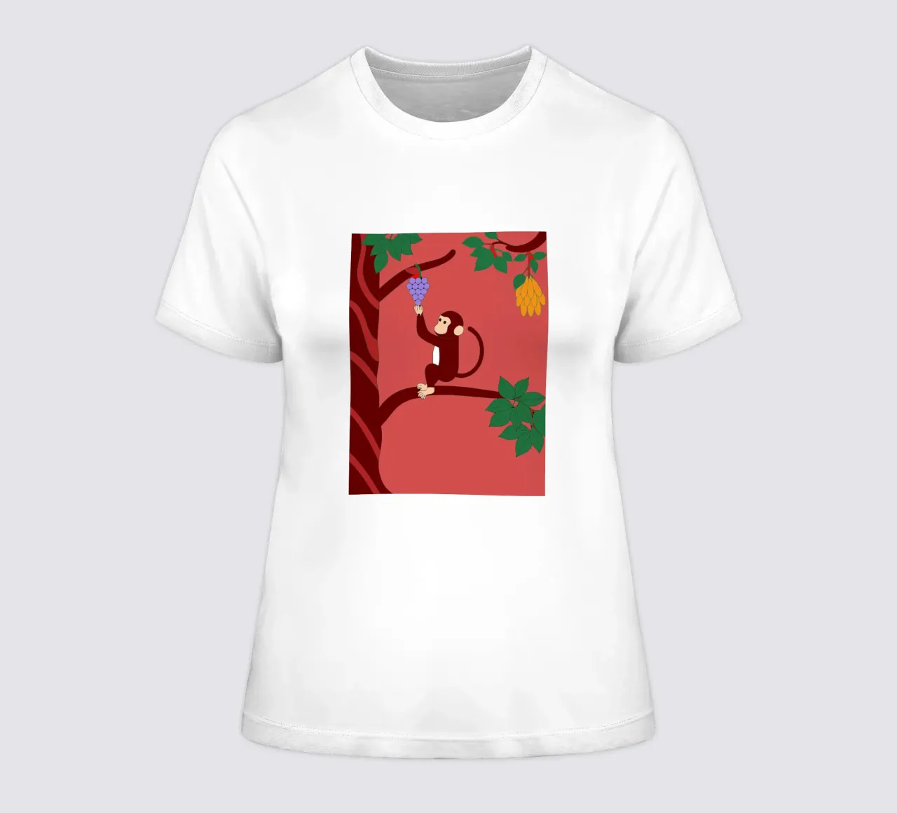Scimmia e uva t-shirt da donna da OUR SHOP