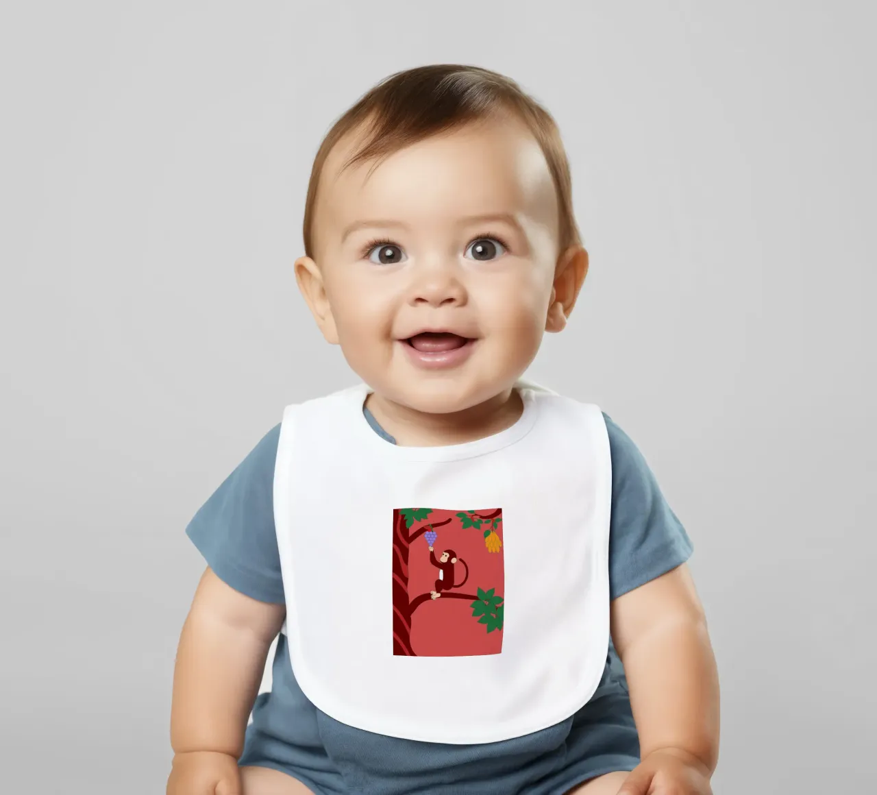 Monkey and Grapes baby bib by OUR SHOP