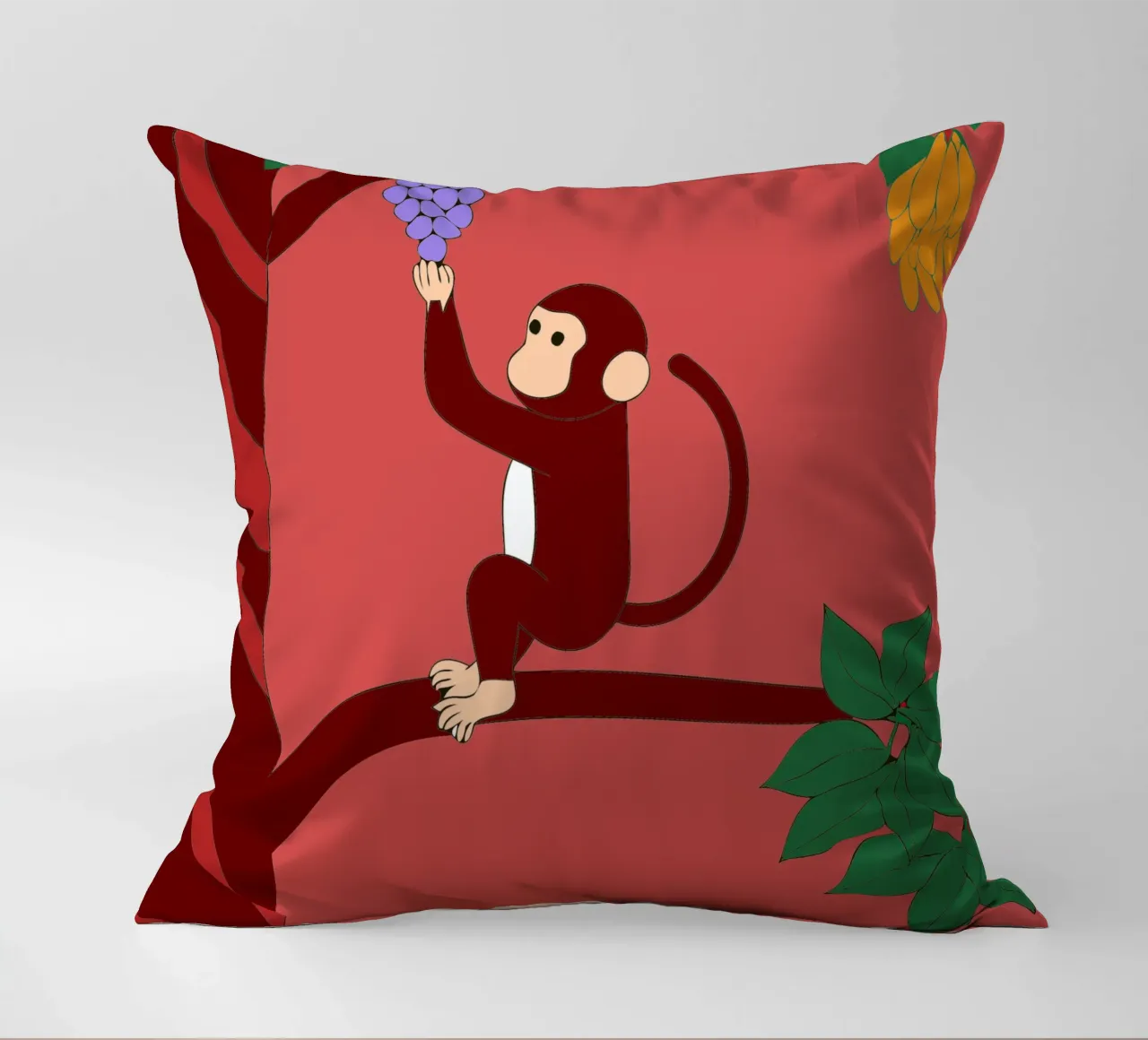 Aap en druiven kussen van OUR SHOP