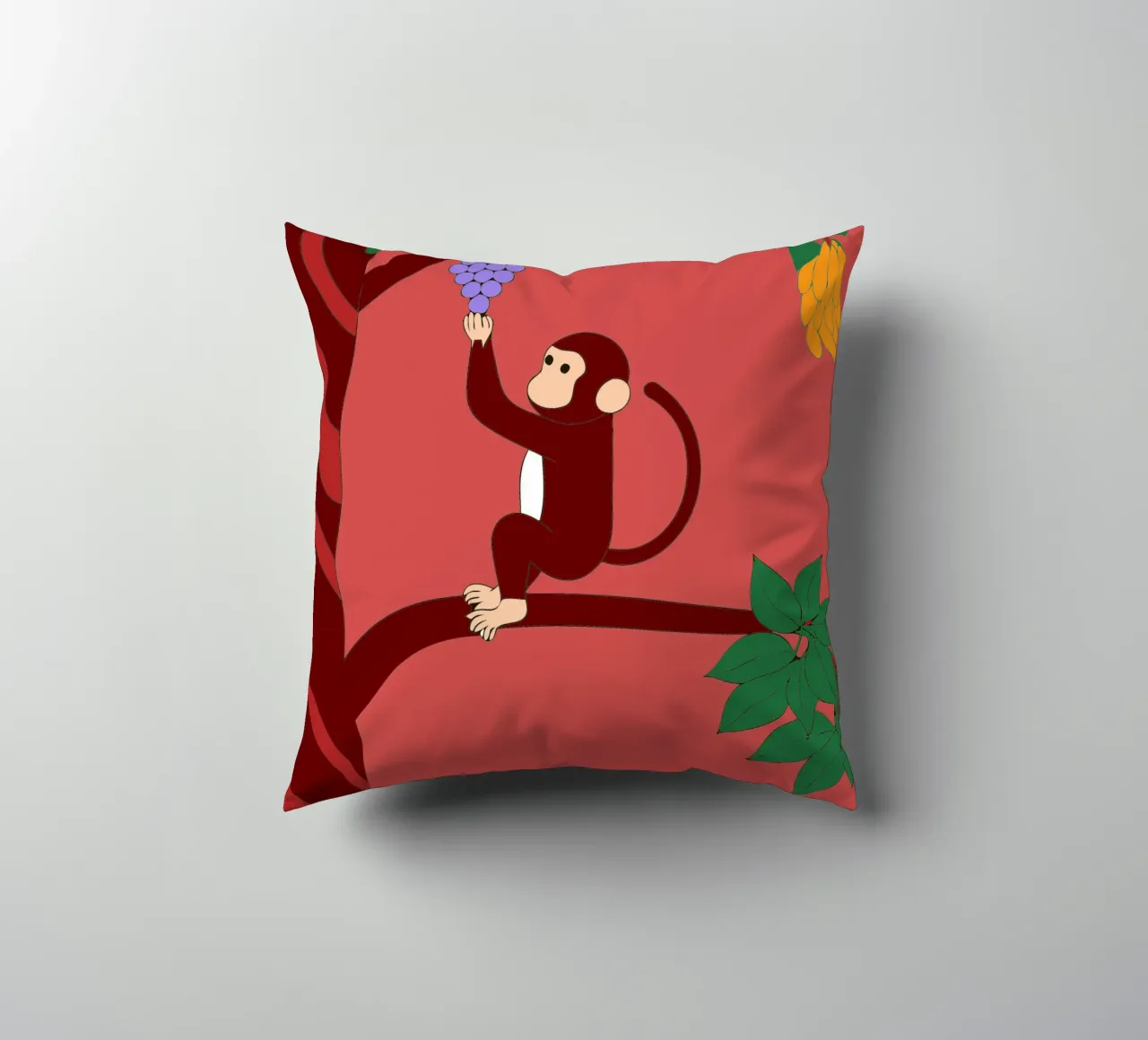 Monkey and Grapes decorative cushion by OUR SHOP