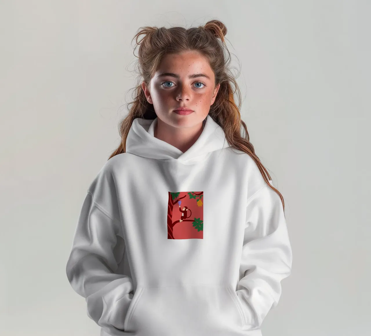 Scimmia e uva felpa bambino con cappuccio da OUR SHOP