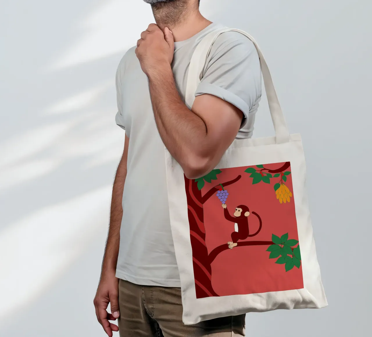 Scimmia e uva borsa in juta da OUR SHOP