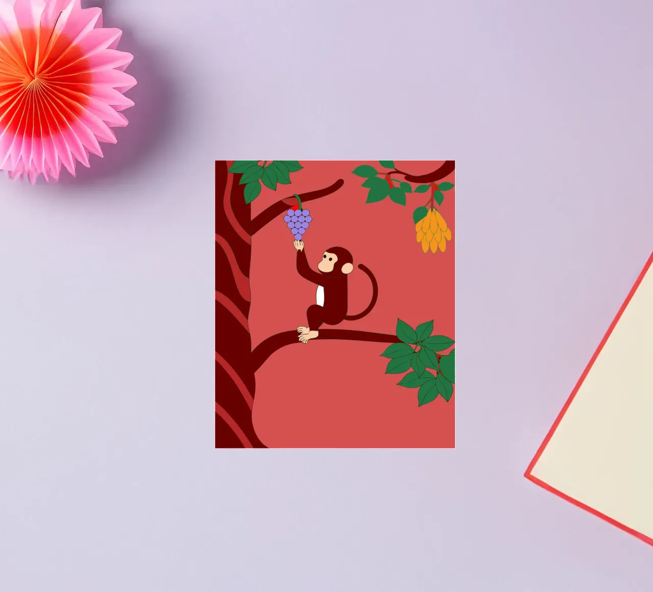 Scimmia e uva adesivo da OUR SHOP