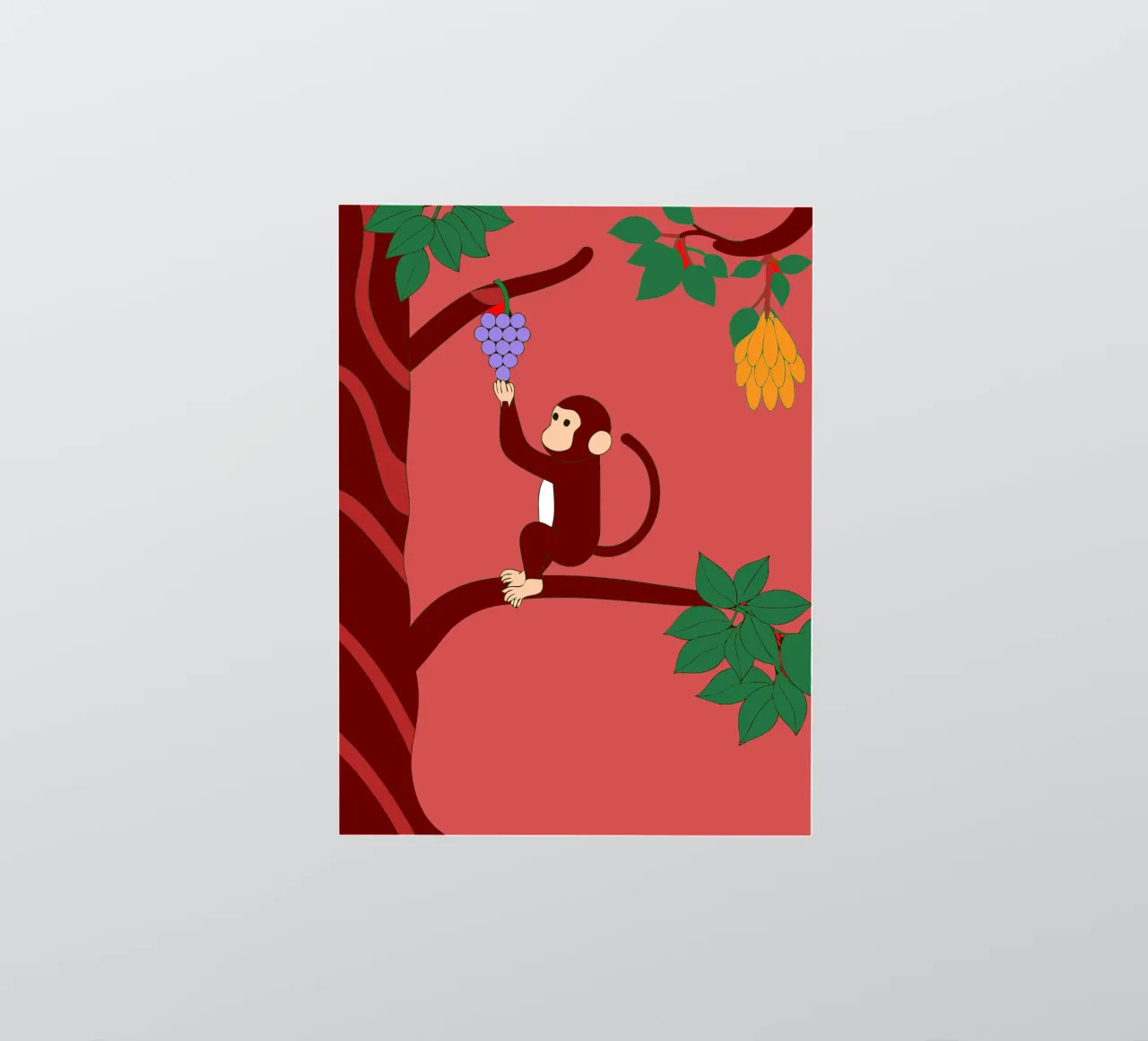 Scimmia e uva adesivo da OUR SHOP