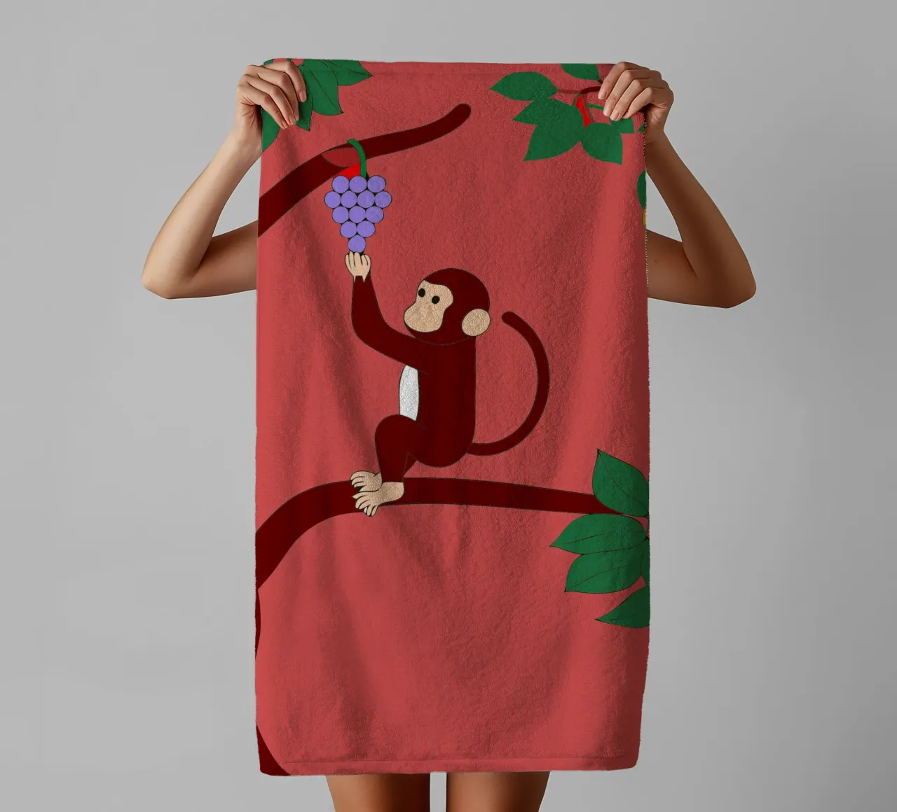 Scimmia e uva asciugamano da bagno da OUR SHOP