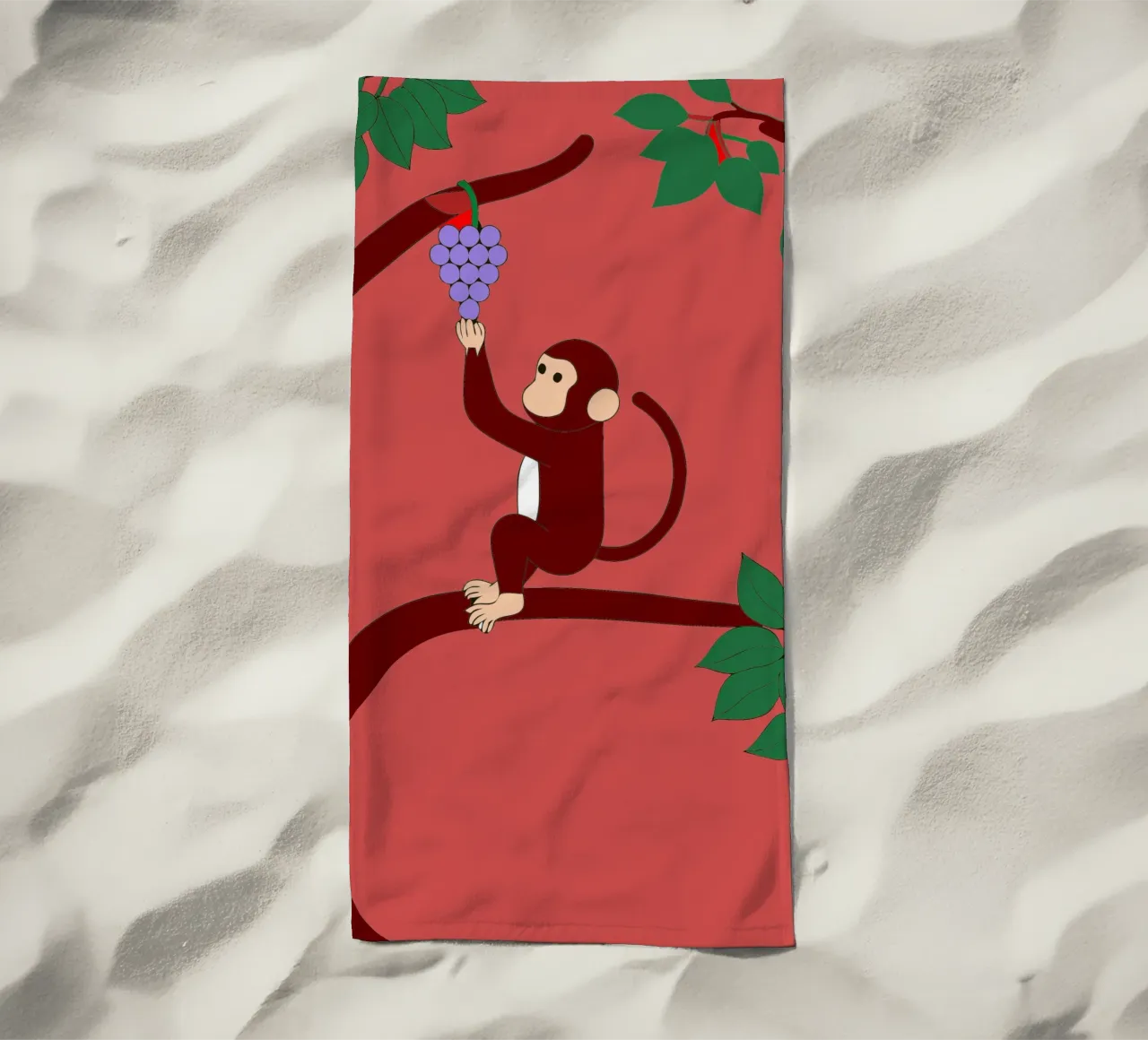 Singe et raisins serviette de plage de OUR SHOP
