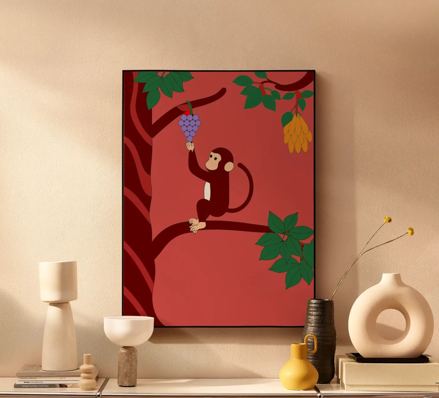 Monkey and Grapes acryl van OUR SHOP