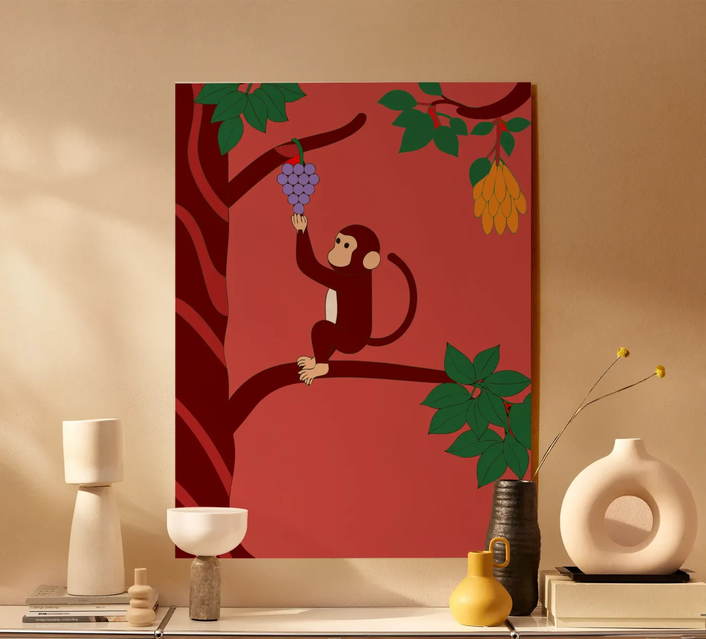 Monkey and Grapes acryl van OUR SHOP