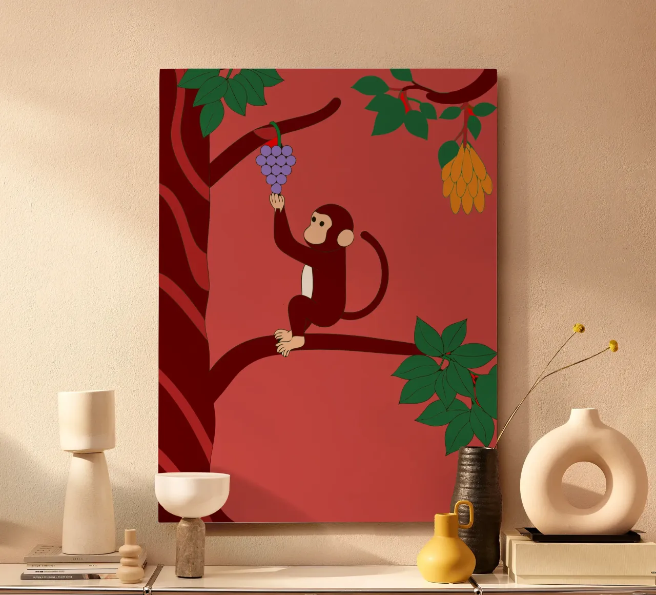 Scimmia e uva alluminio dibond da OUR SHOP